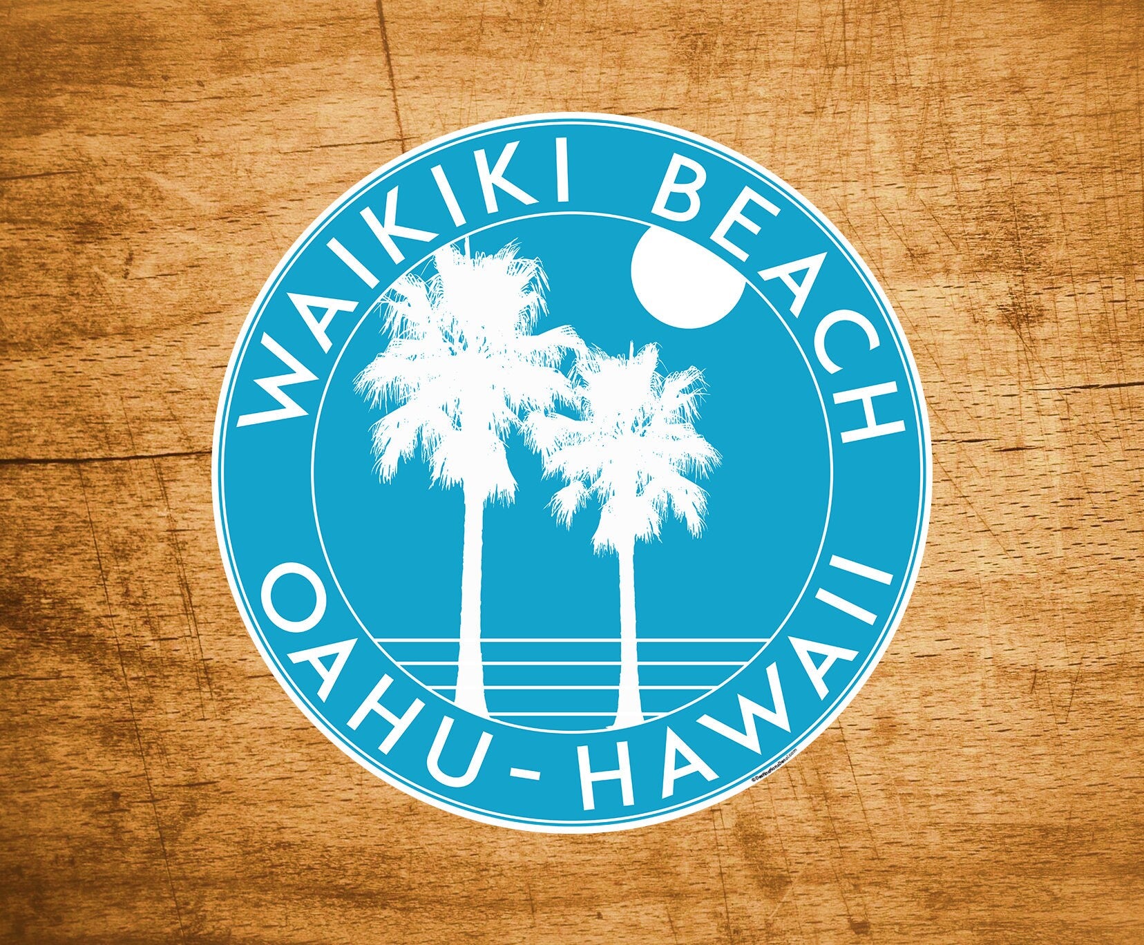 Waikiki Beach Hawaii Sticker Decal Beach Ocean Surfing Vinyl 3" x 3" Surfer Oahu