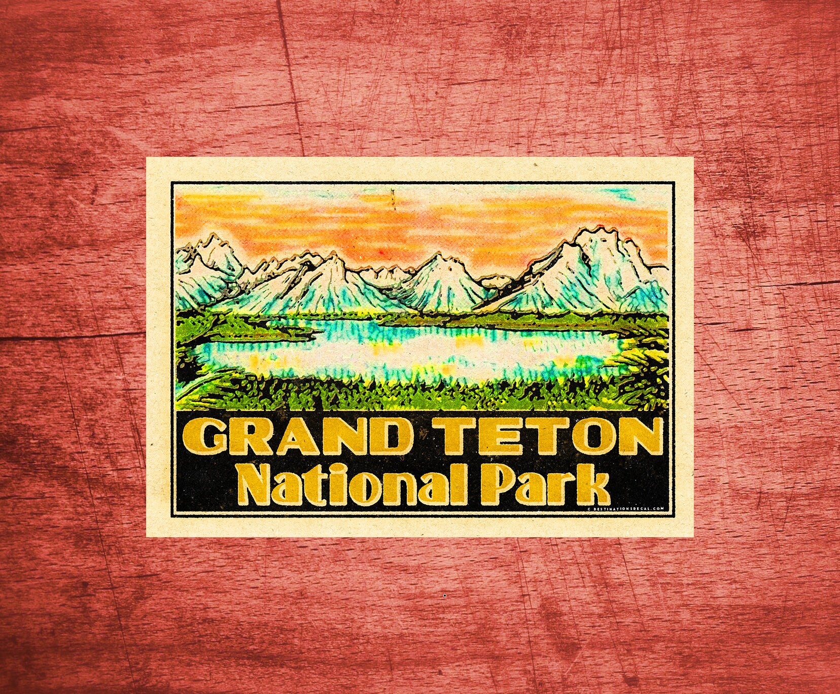 Grand Teton National Park 4" x 2.8" Decal Sticker Vinyl Vintage