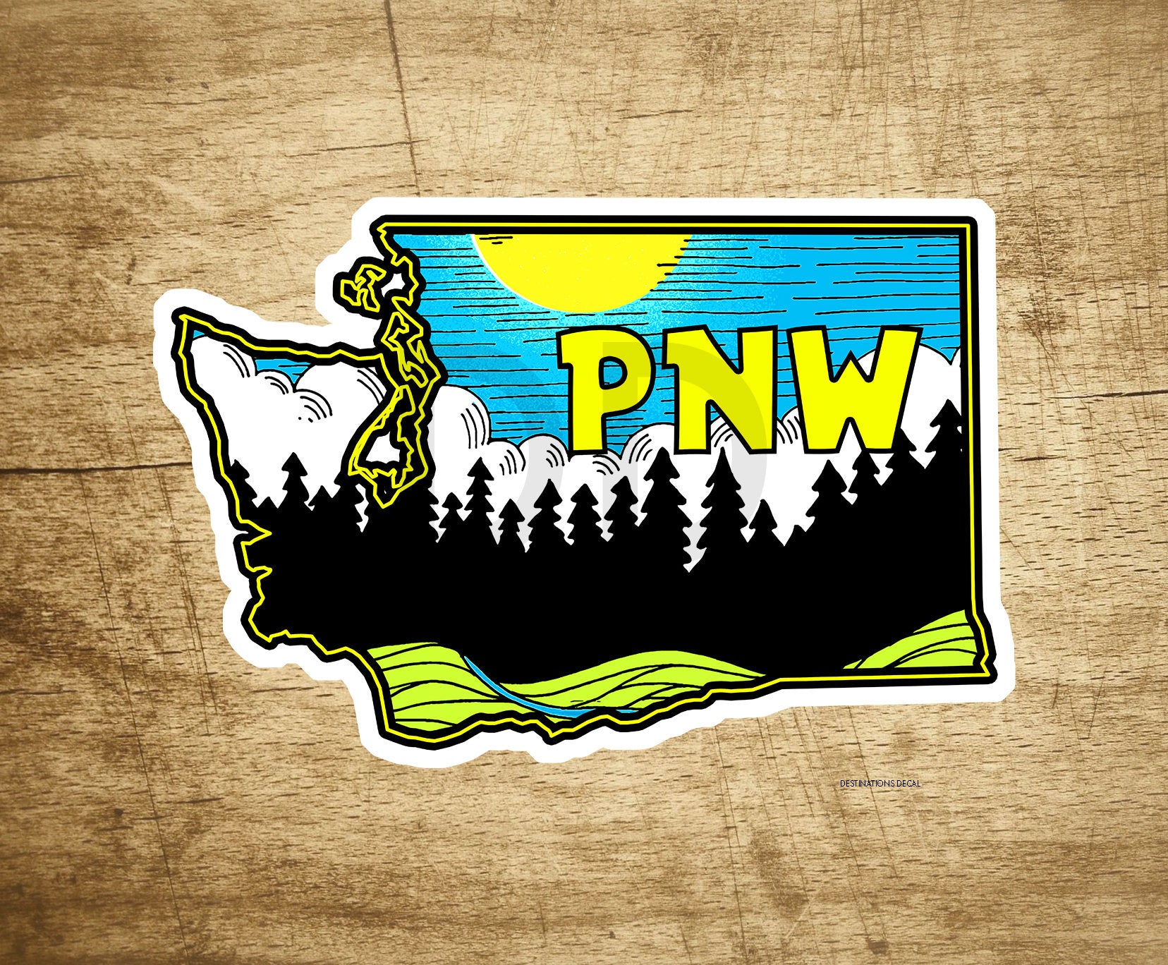 Washington Pacific Northwest Decal Sticker 4" x 2.6" Nature Forest Woods