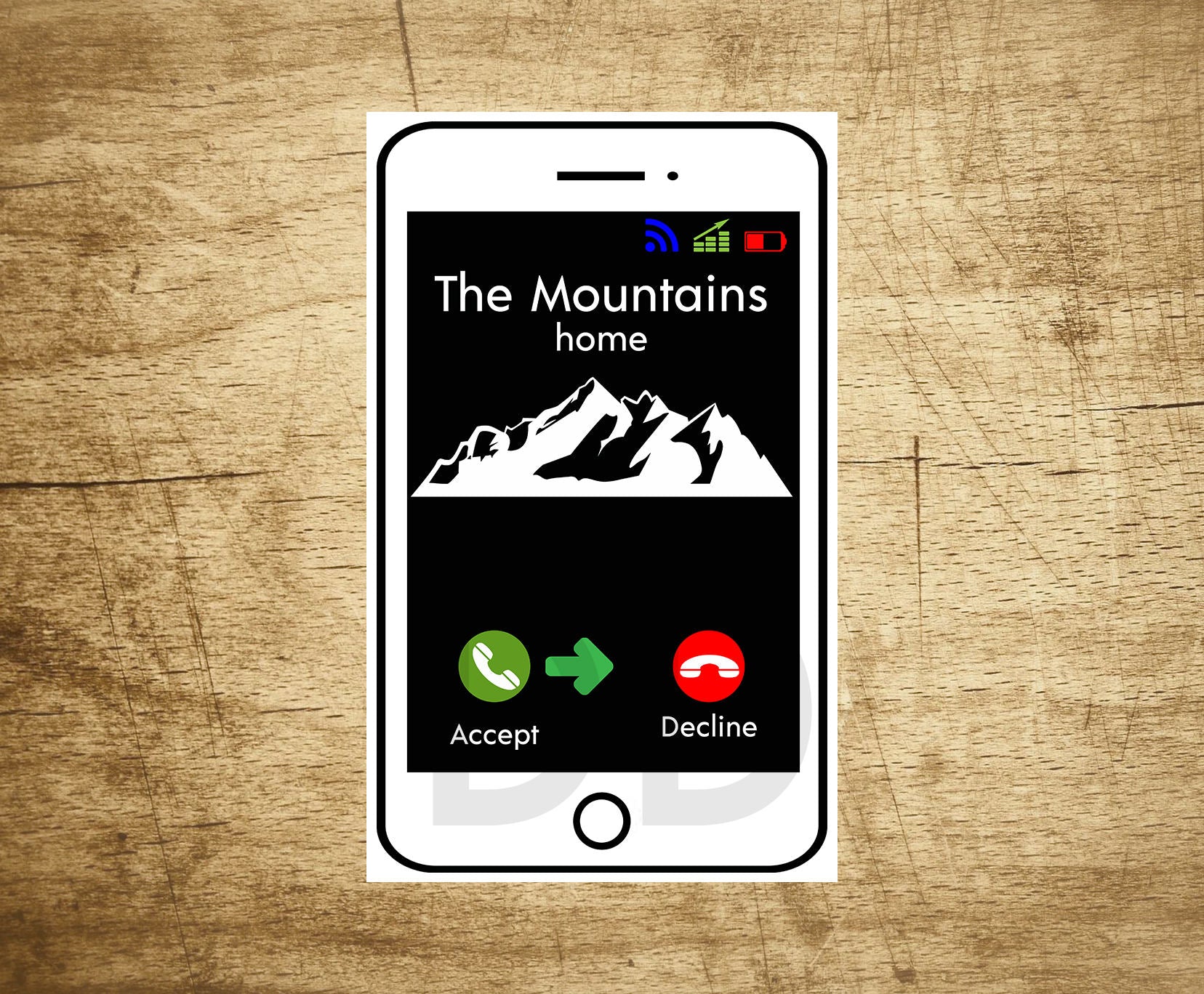 The Mountains Are Calling And I Must Go Cell Phone Sticker Decal 4" x 2.4"