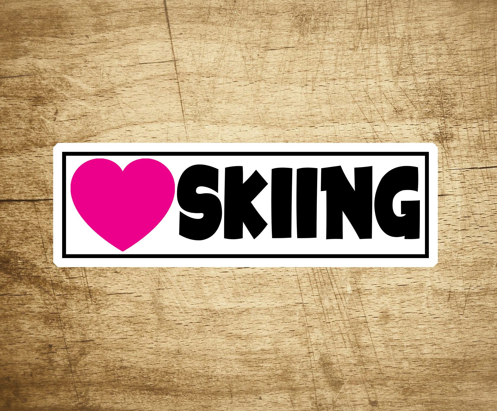 Skiing Love Sticker Decal 4" x 1.2" Heart Ski