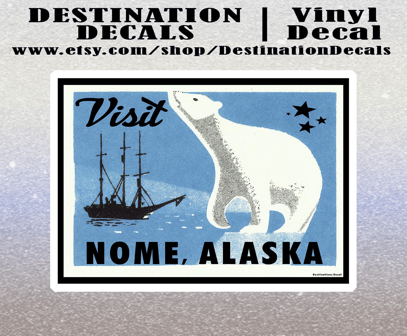 Nome Alaska Decal Sticker 4" x 2.8" Bering Sea Gold Mining