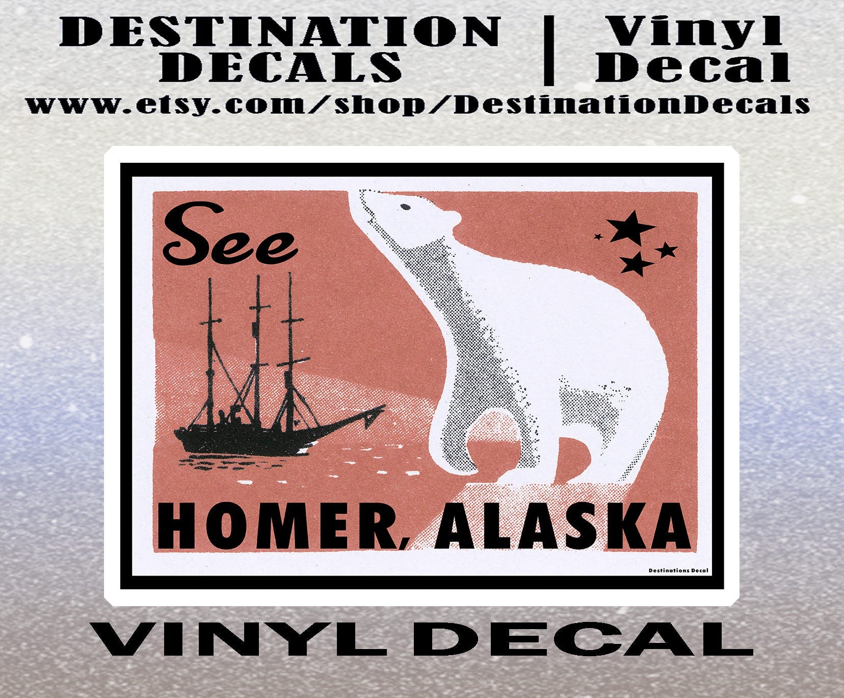 Homer Alaska Decal Sticker 4" x 2.8" Inside Pass Vintage Old Style 4"