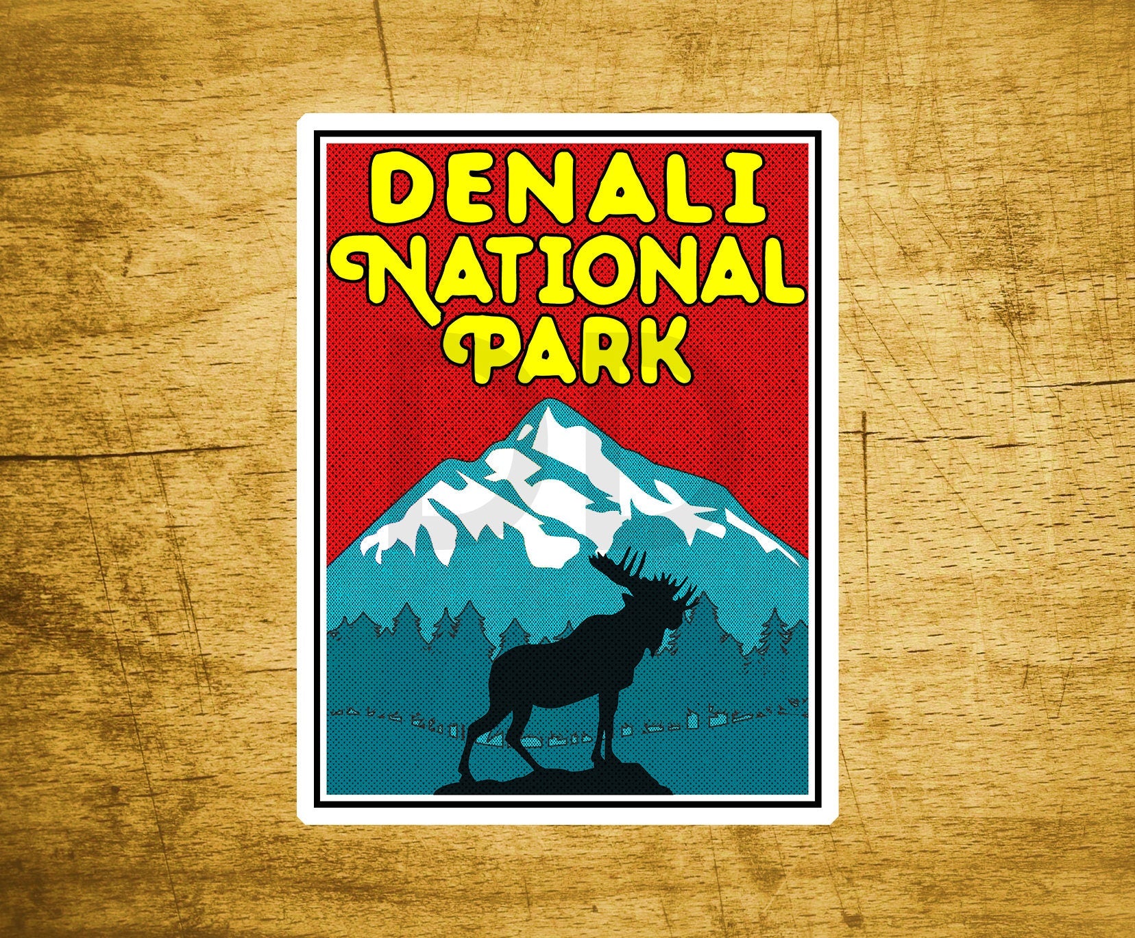 Denali National Park Alaska Decal Sticker 3" x 4" Moose Mountains Nature Camper