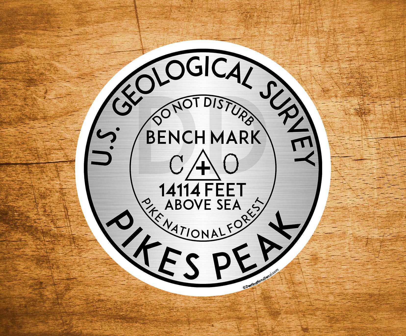 Pikes Peak Colorado Benchmark Sticker Mountains 3" Stickers Indoor Outdoor
