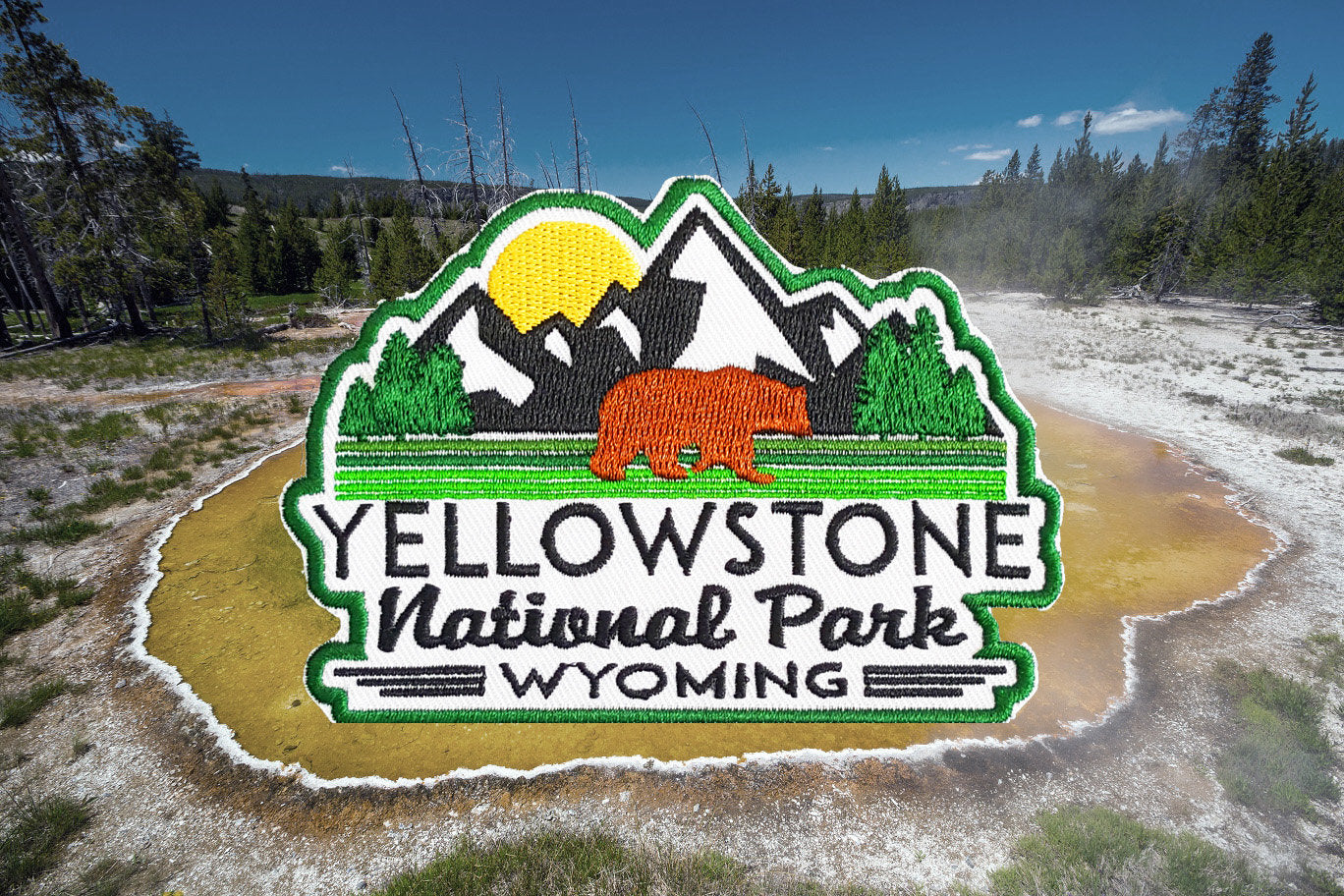 Yellowstone PATCH National Park Wyoming 4" Iron-On  Embroidered Nature Outdoors Hiking Camping