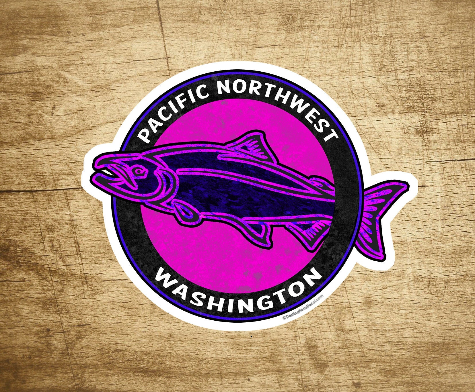 Washington Pacific Northwest Decal Sticker 3.5" x 2 3/8" Tribal Salmon