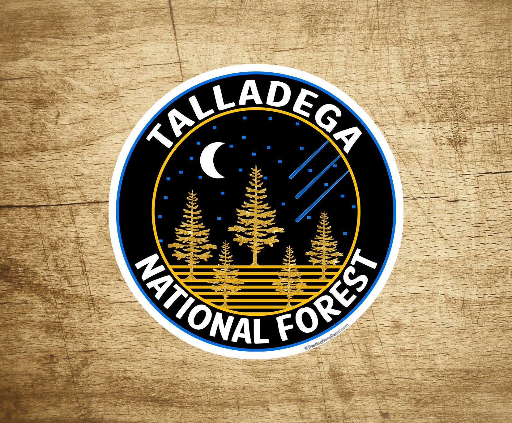 Talladega National Forest 3" Vinyl Decal Sticker Alabama Black Gold