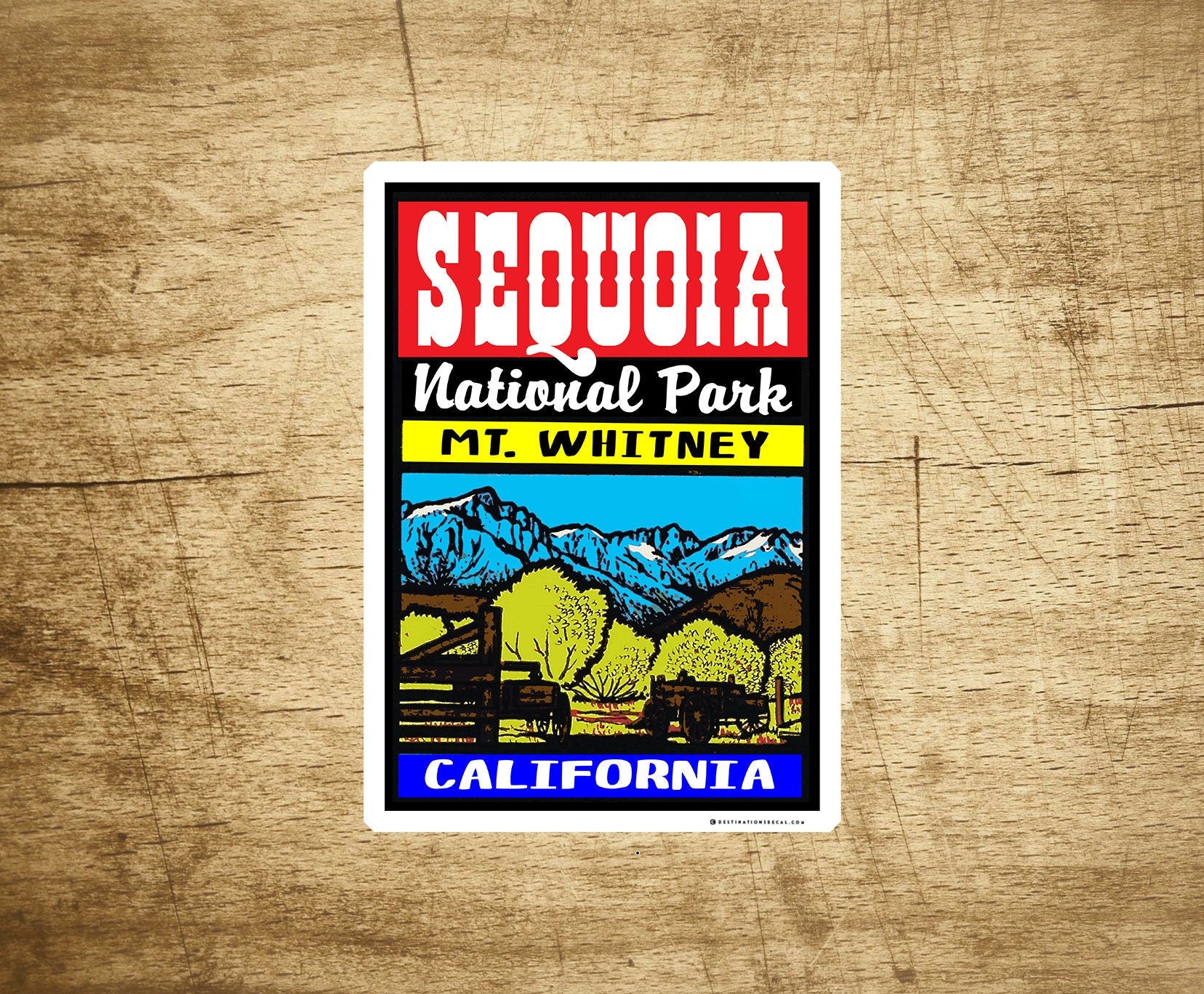 Sequoia National Park California Mount Whitney Tree Vinyl Decal 2.6" x 3.75"