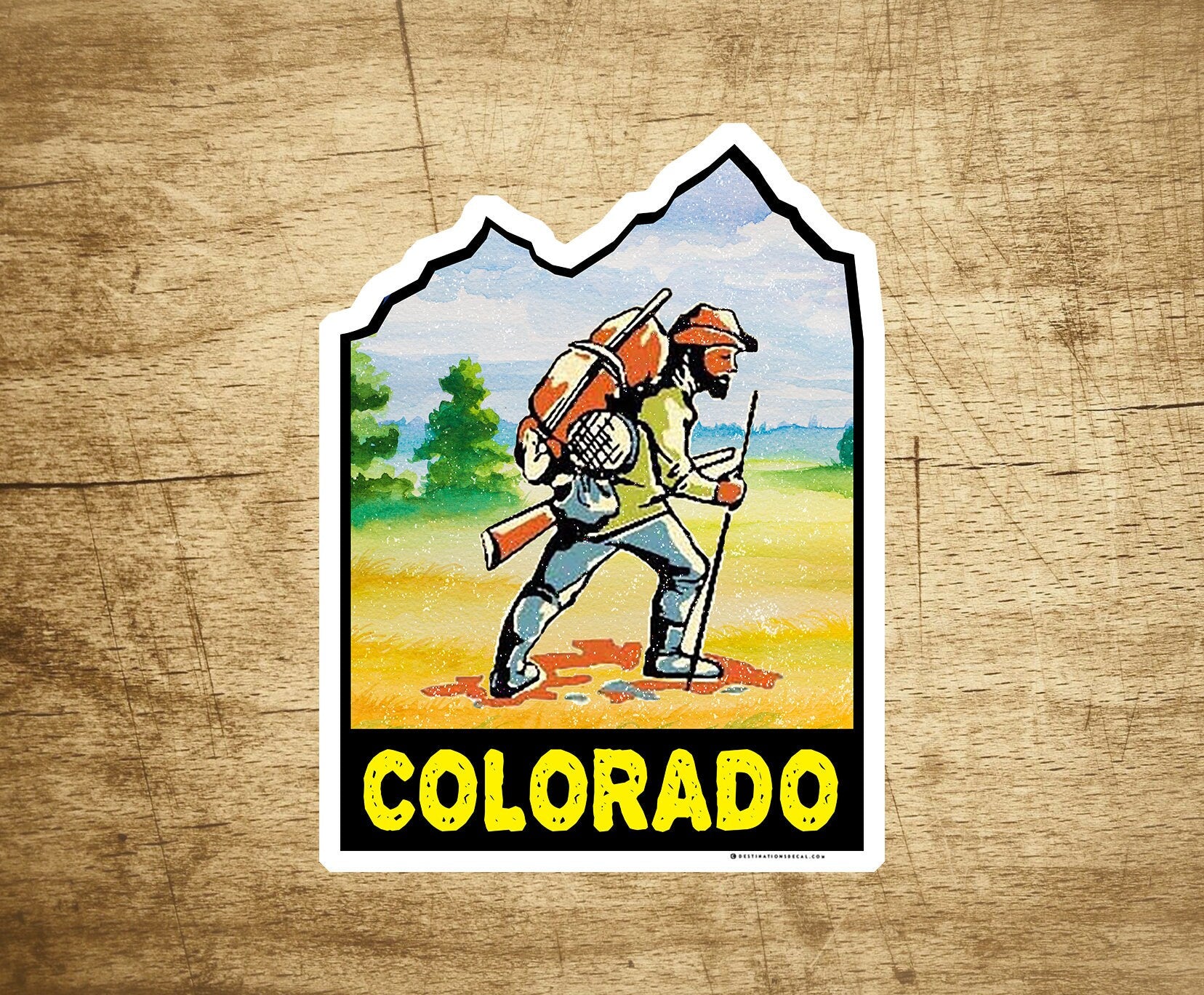 Colorado Hiking Sticker Decal 3.75" x 2.75" Hiker Vintage Travel Decals Stickers