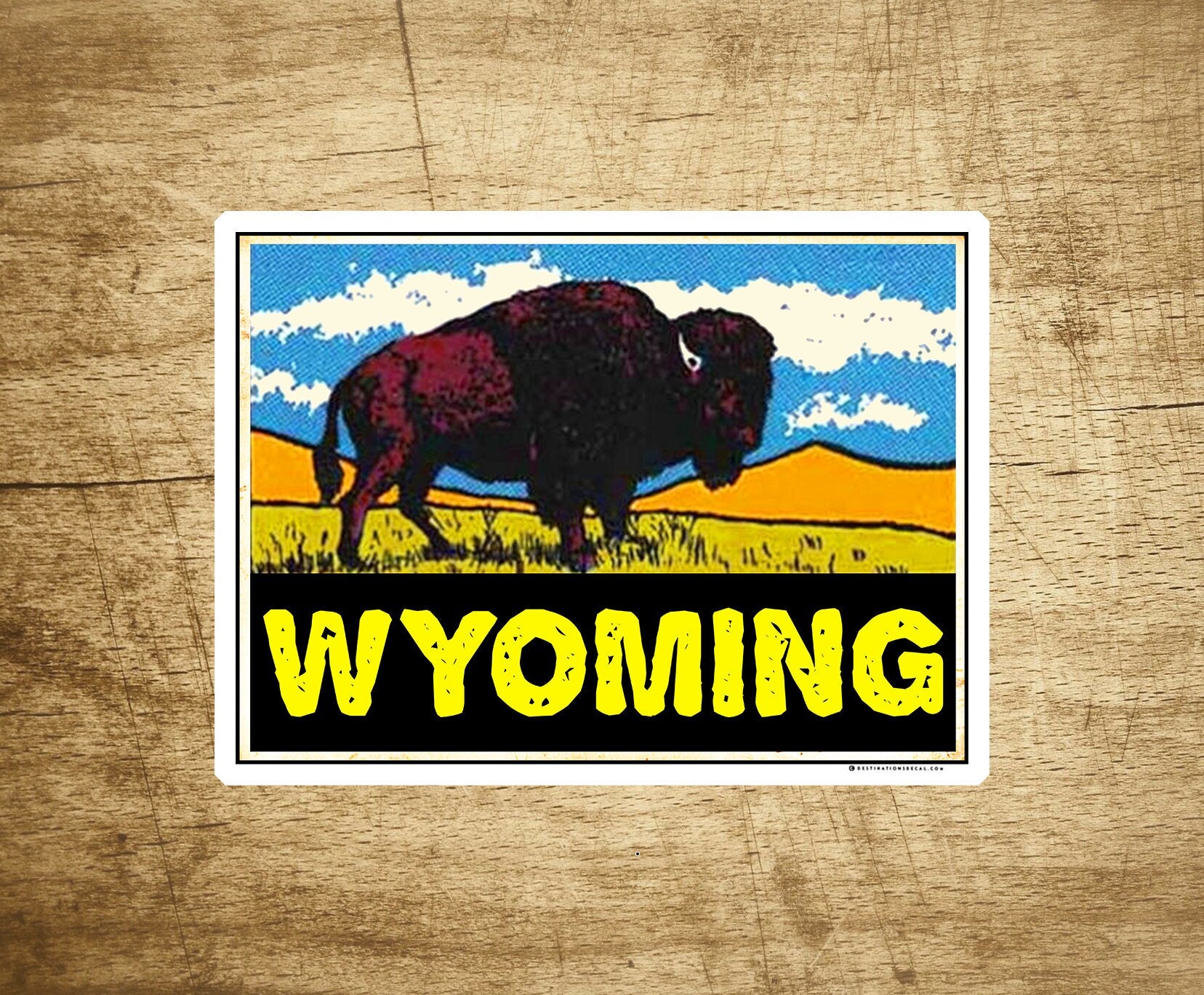Wyoming Buffalo Sticker Decal 4" x 3" Yellowstone National Park Bison Decals Stickers