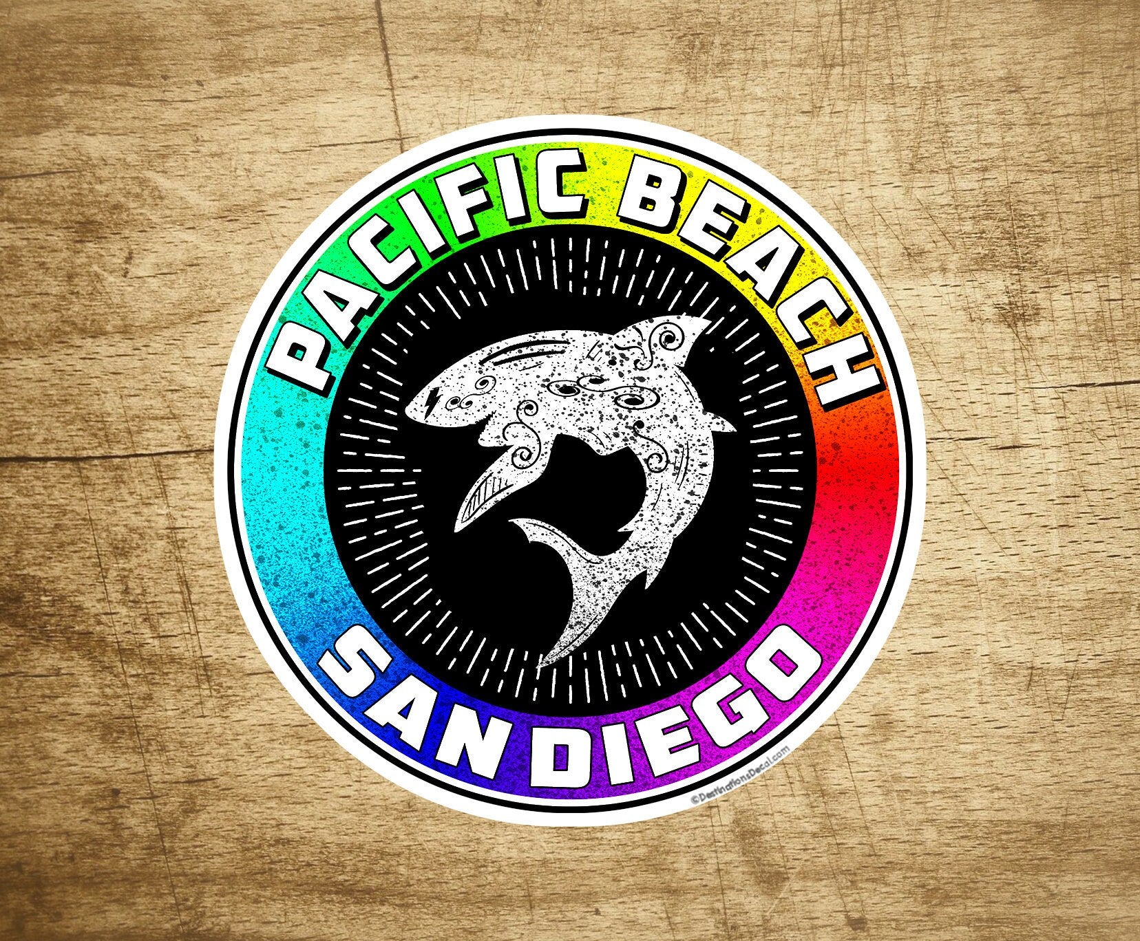 3" Pacific Beach San Diego BEACH Decal Sticker California Shark Surfing Surf