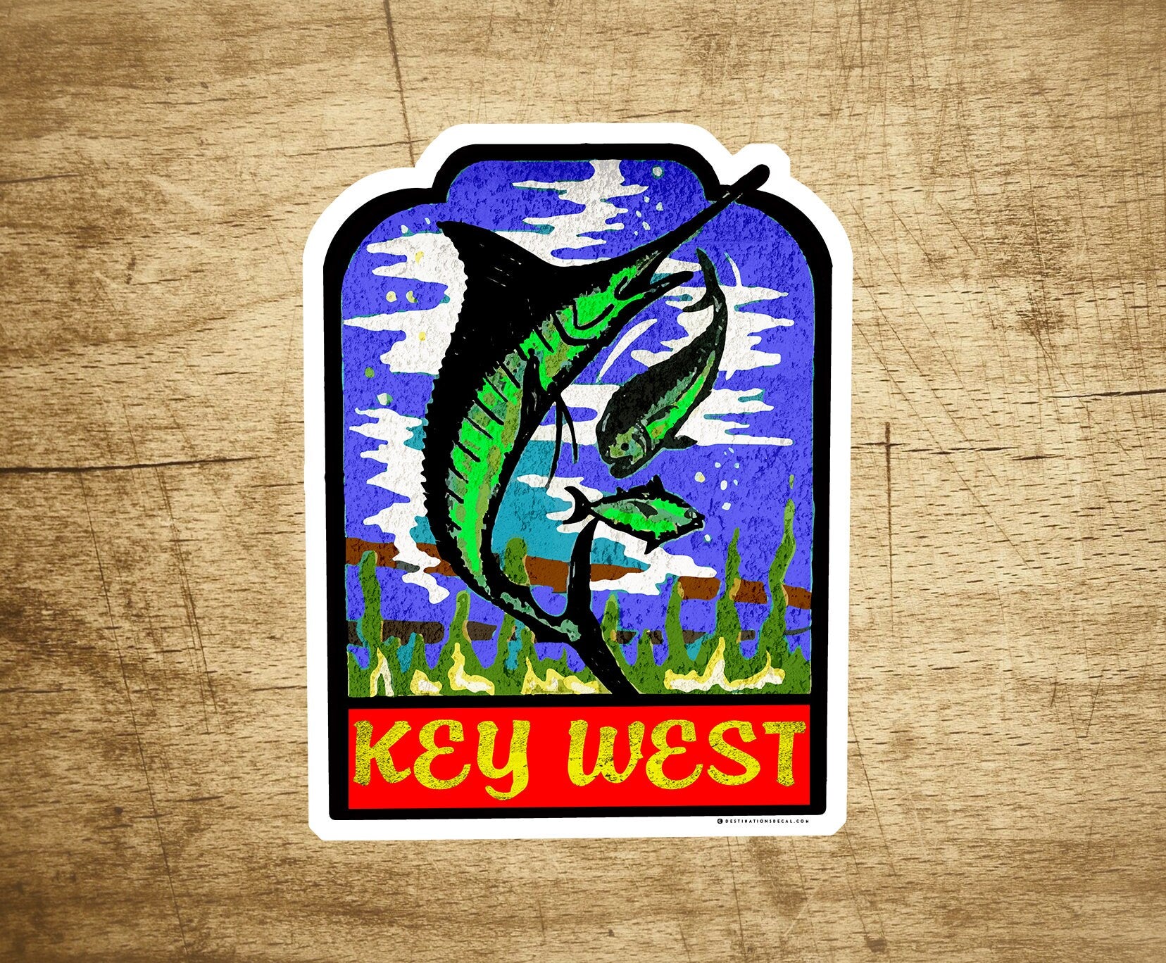 KEY WEST FLORIDA Vinyl Decal Sticker Vintage Style 2 7/8" x 3 5/8"