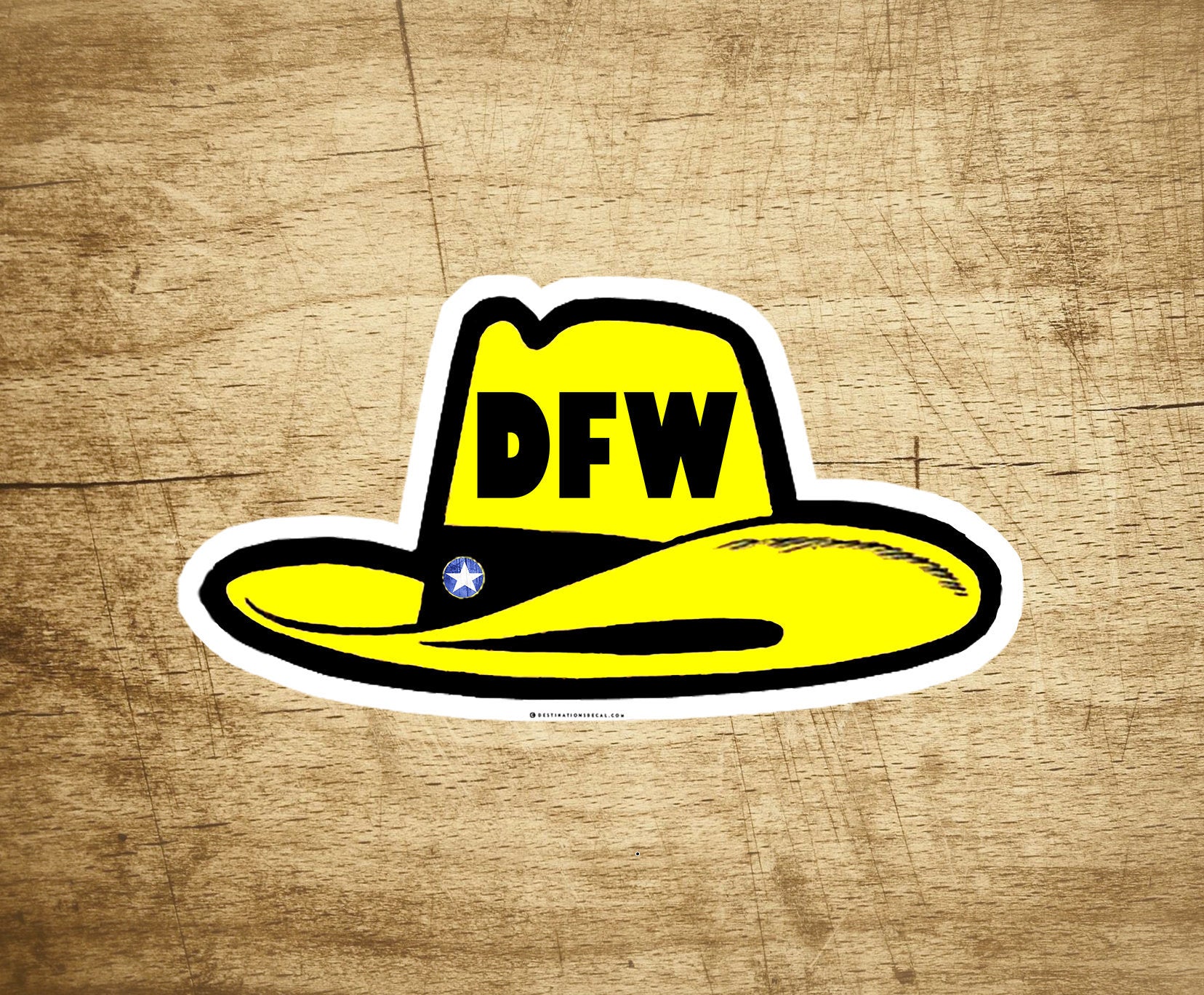 DFW Dallas Fort Worth Decal Sticker Texas Cowboy Hat 3.75" x 2"