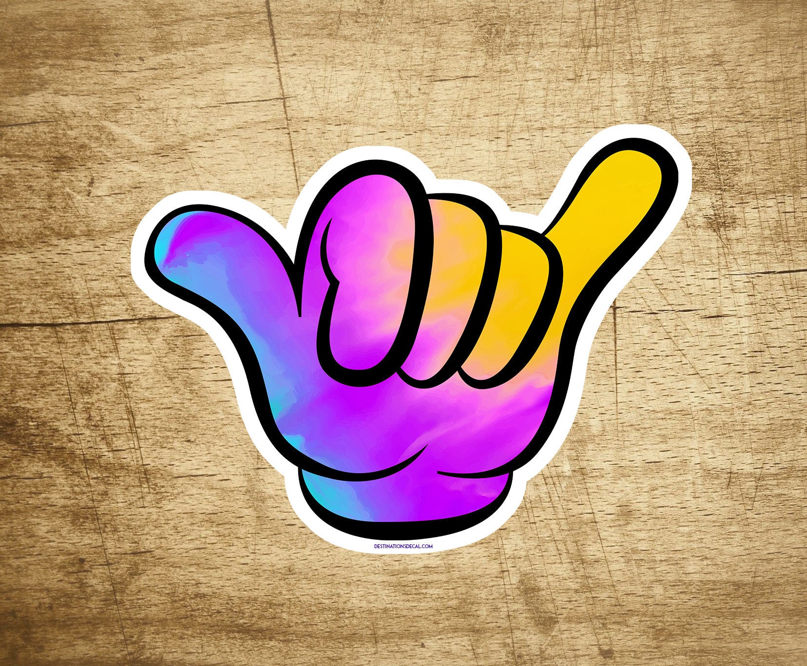 Shaka Hang Loose Sticker Pastel Rainbow Peace Hippie Hawaii Decal Surfing Beach Bum 3.75" X 2.5"