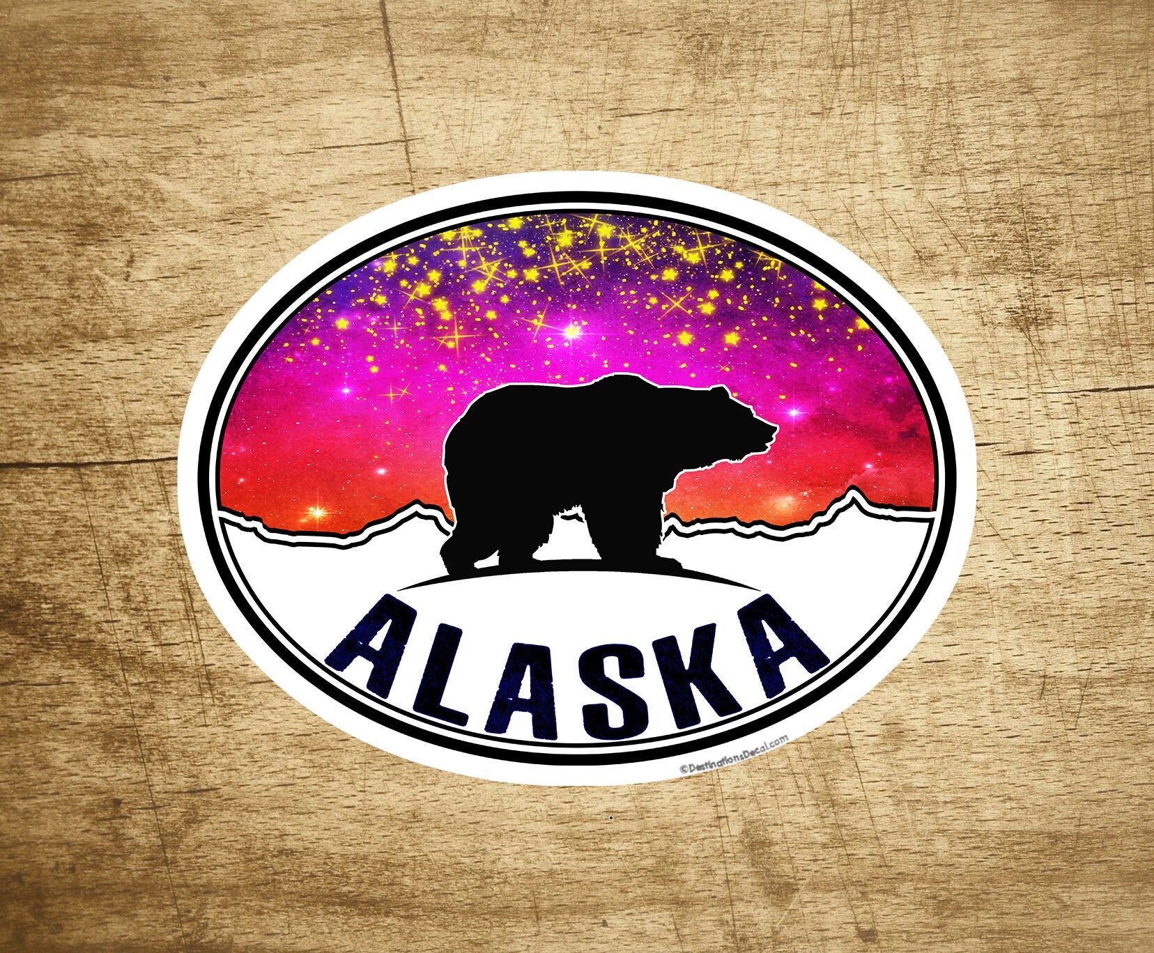 Alaska Northern Lights Travel Decal 3 5/8" x 2 7/8" Sticker Anchorage, Fairbanks, Nome