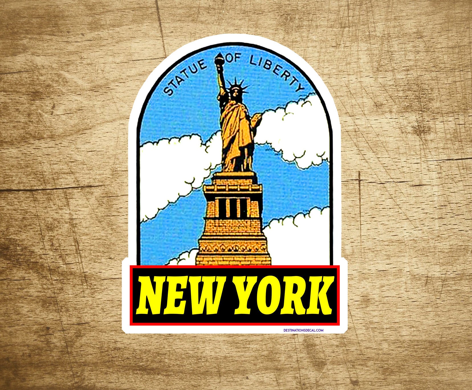 New York Statue Of Liberty Decal Sticker 3.75" x 2.75"  Vinyl Vintage Style