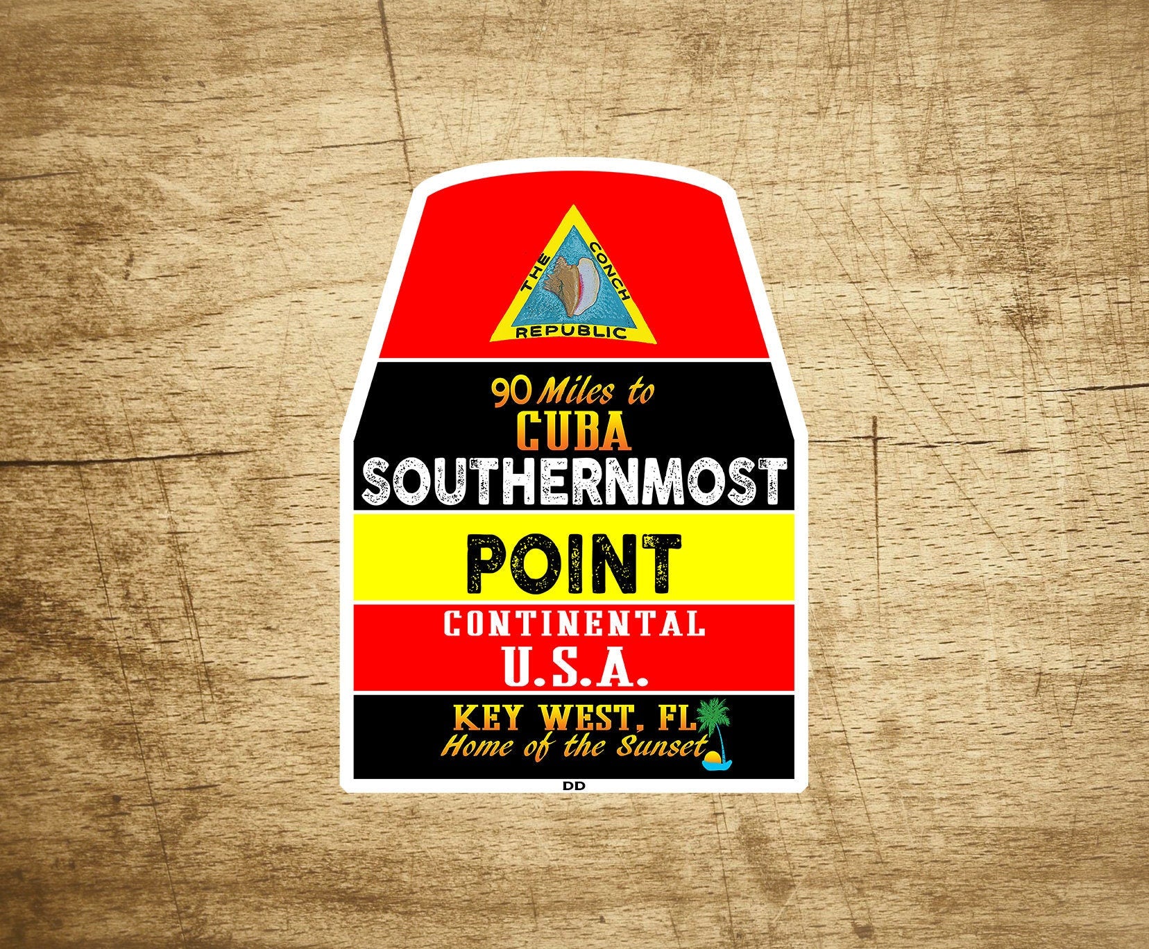 Key West Florida Vinyl Sticker Cuba Southernmost Point Marker Decal 4" X 2.9"