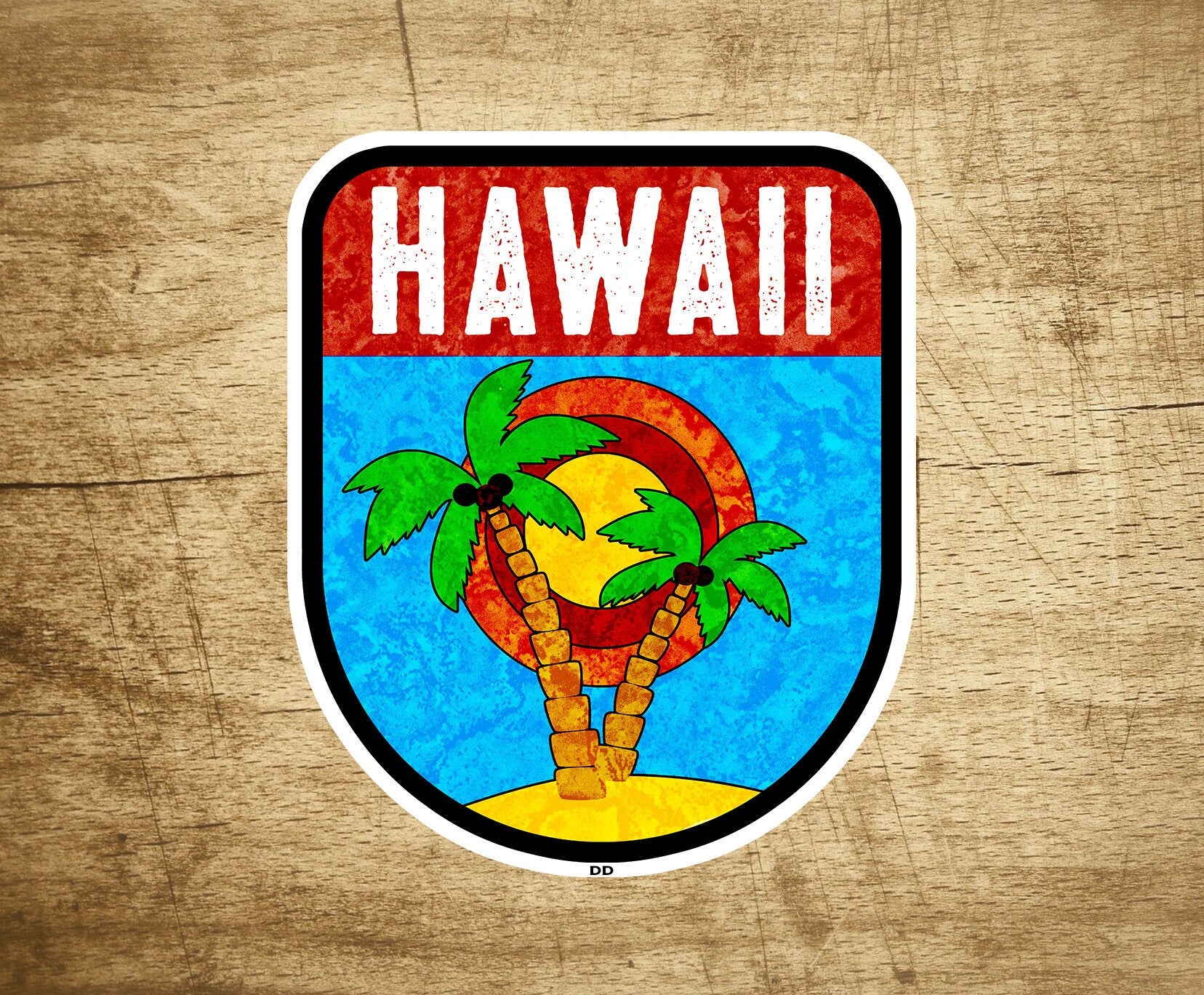 Hawaii Decal Sticker 3.25" x 2.5" Vinyl Kauai Oahu Molokai Maui  Indoor Outdoor