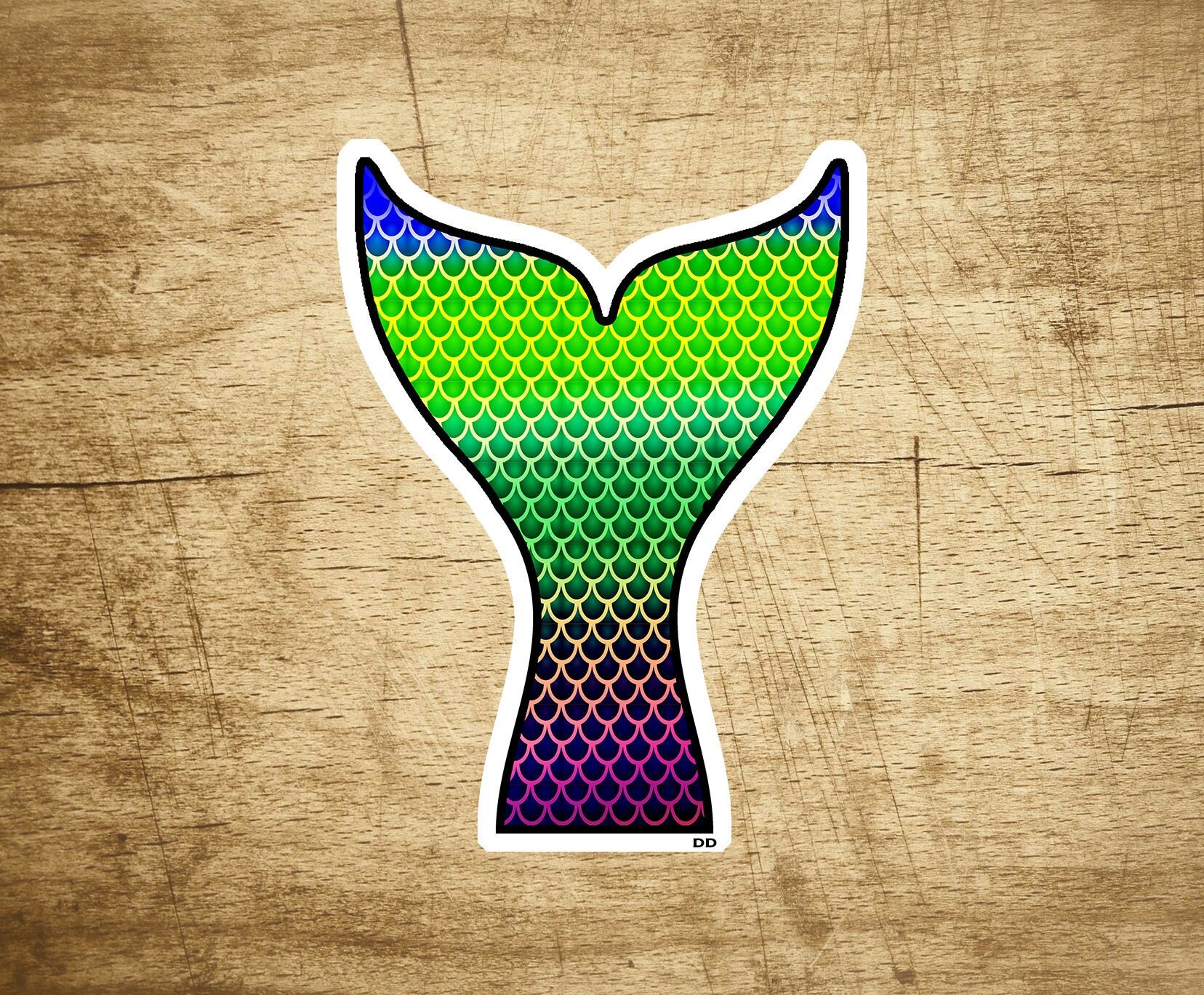 Mermaid Tail Decal Sticker 3.75" x 2.75" Rainbow Colorful