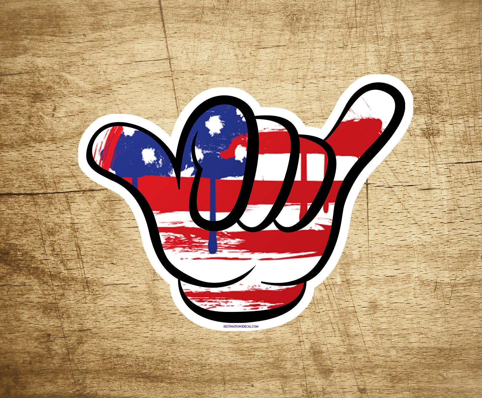 Shaka Hang Loose Sticker American Flag Peace Decal Surfing Beach Bum 3.5" X 2.5"