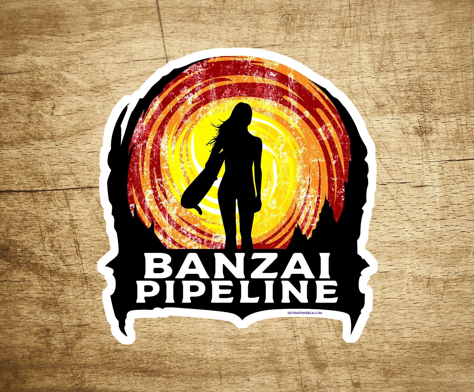 3" Banzai Pipeline Surfing North Shore Surf Oahu Hawaii Surfboard Decal Sticker