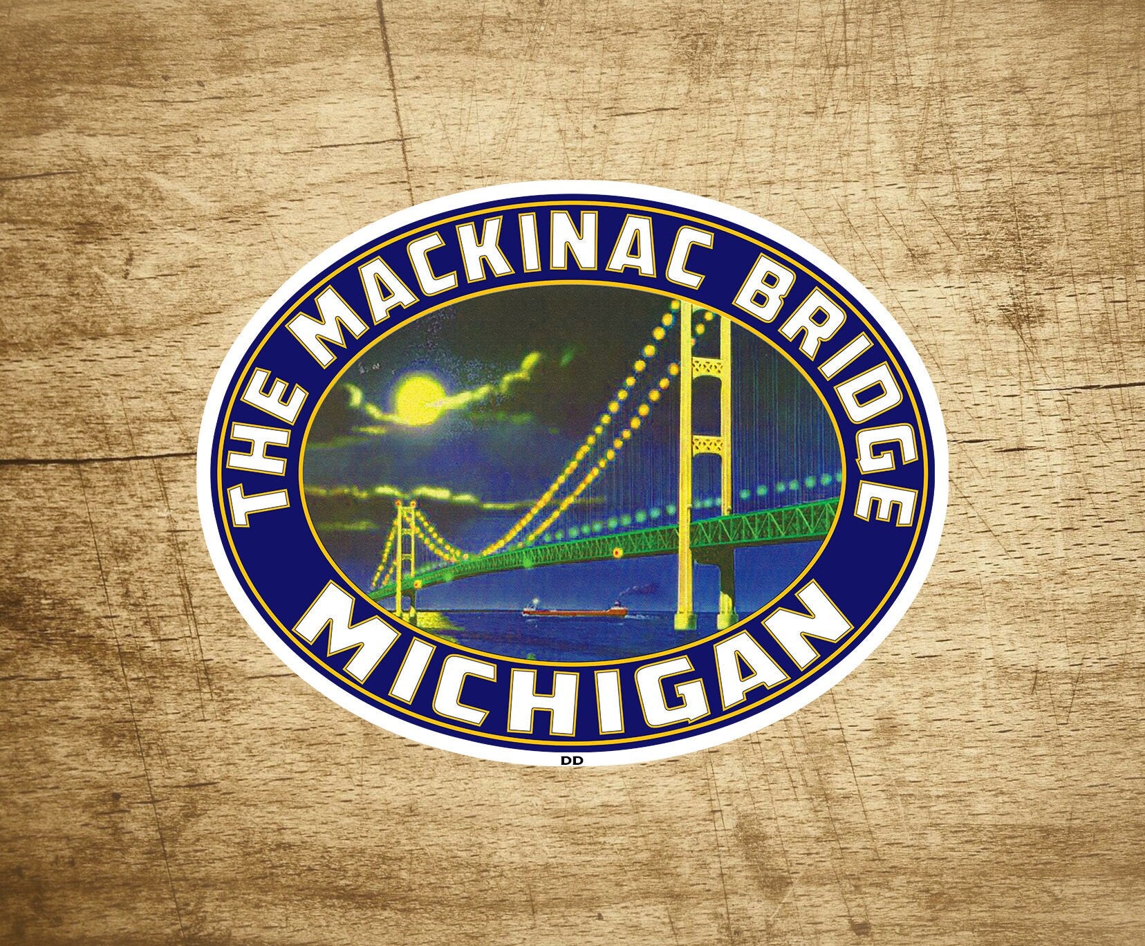 Mackinac Island Bridge Decal Sticker Michigan Oval 3 5/8" x 2 7/8"