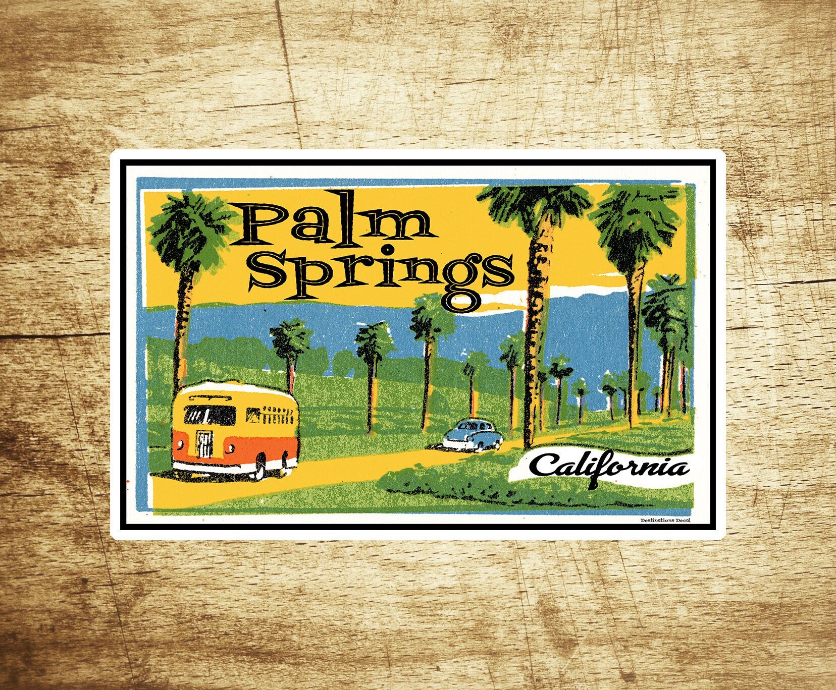 Palm Springs California Decal Sticker 3.75" Desert Palm Trees Vintage