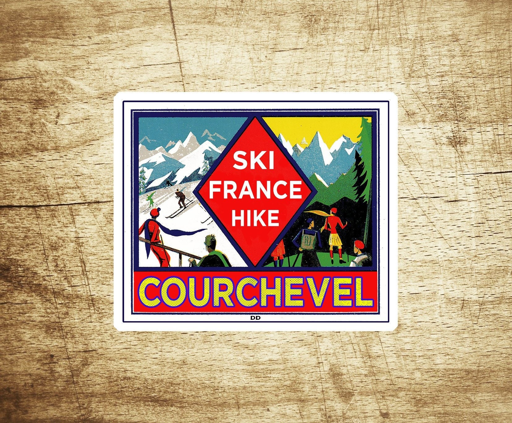 Courchevel France Skiing Vinyl Sticker Decal  3.25" X 2.75" Ski Hike