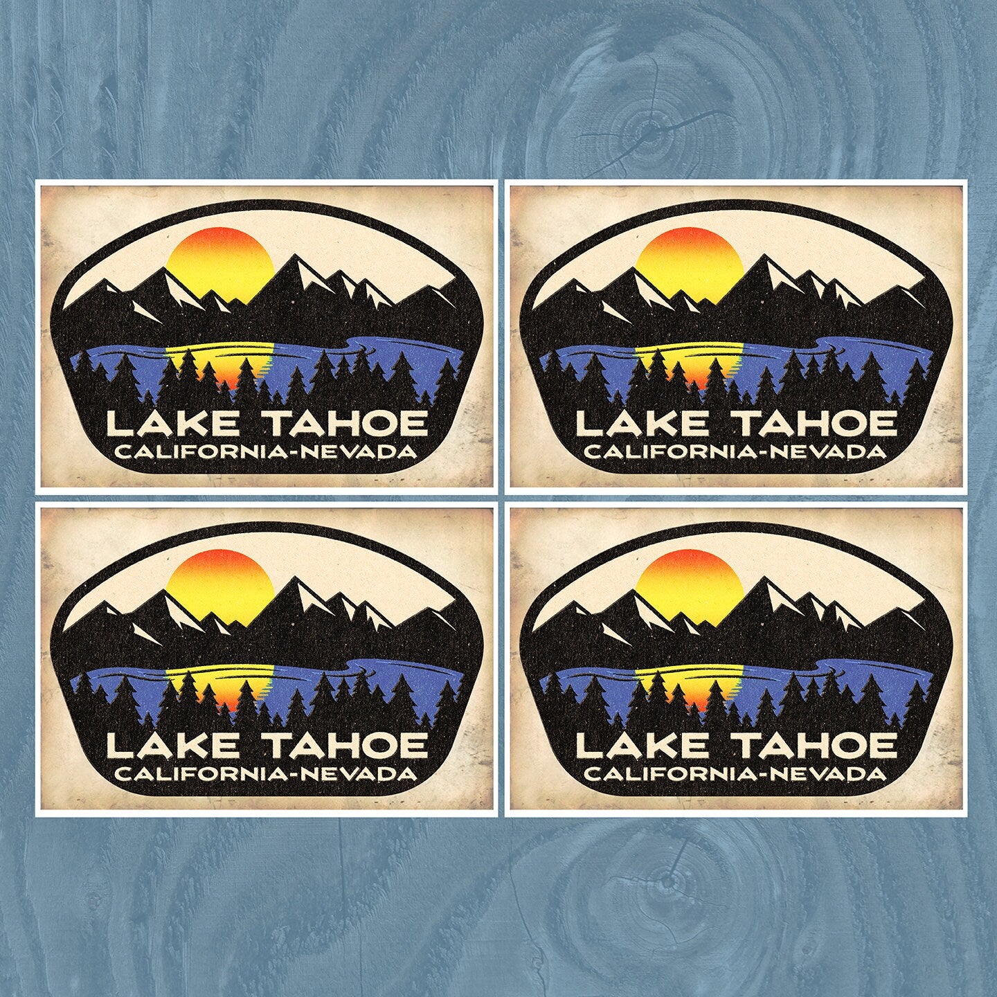 4 Lake Tahoe California Postcards 6" X 4"  New Postcard Skiing Lakes Boating