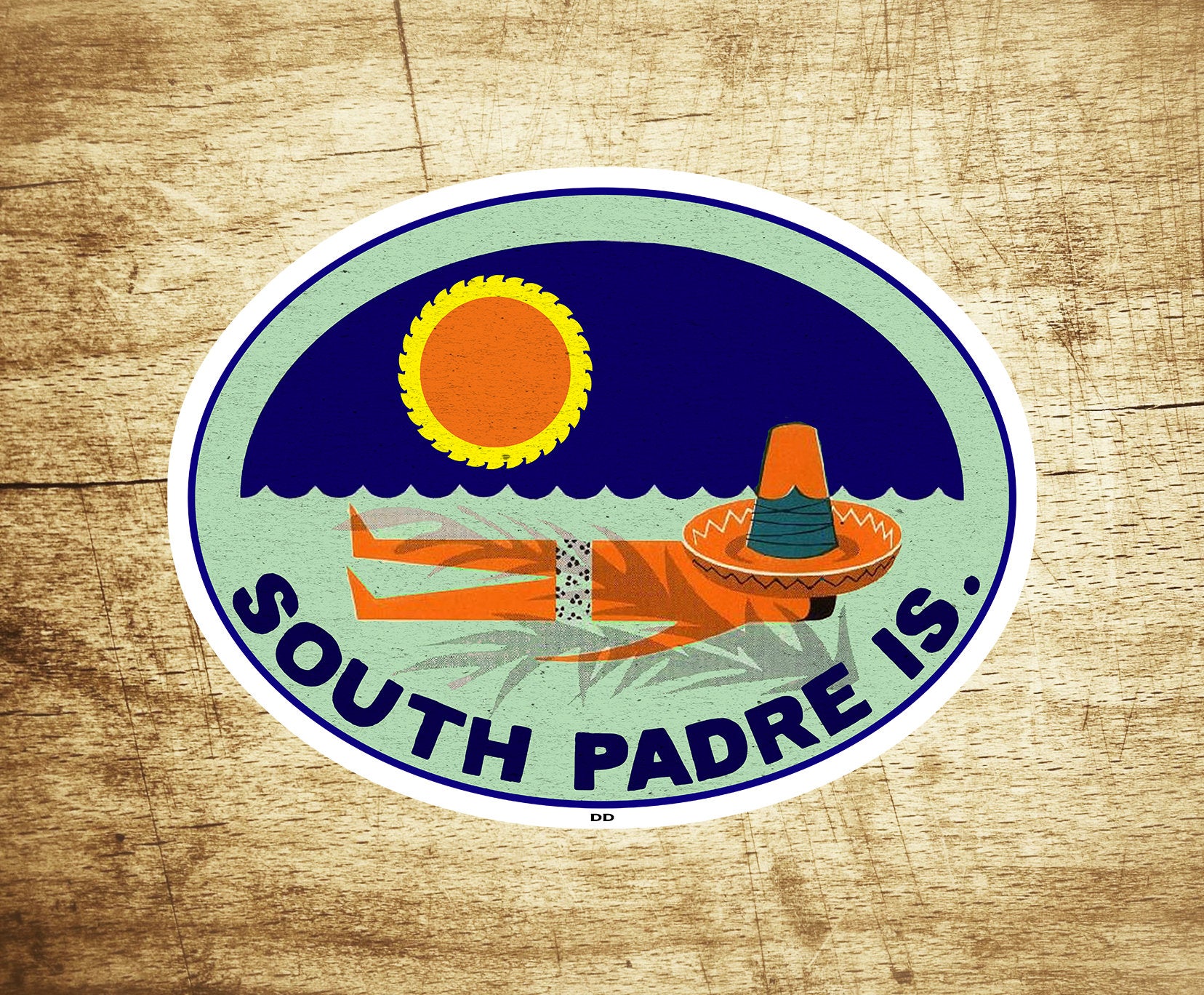 South Padre Island Texas Vintage Travel Sticker Decal 3 7/8" Lonestar Laptop Bumper