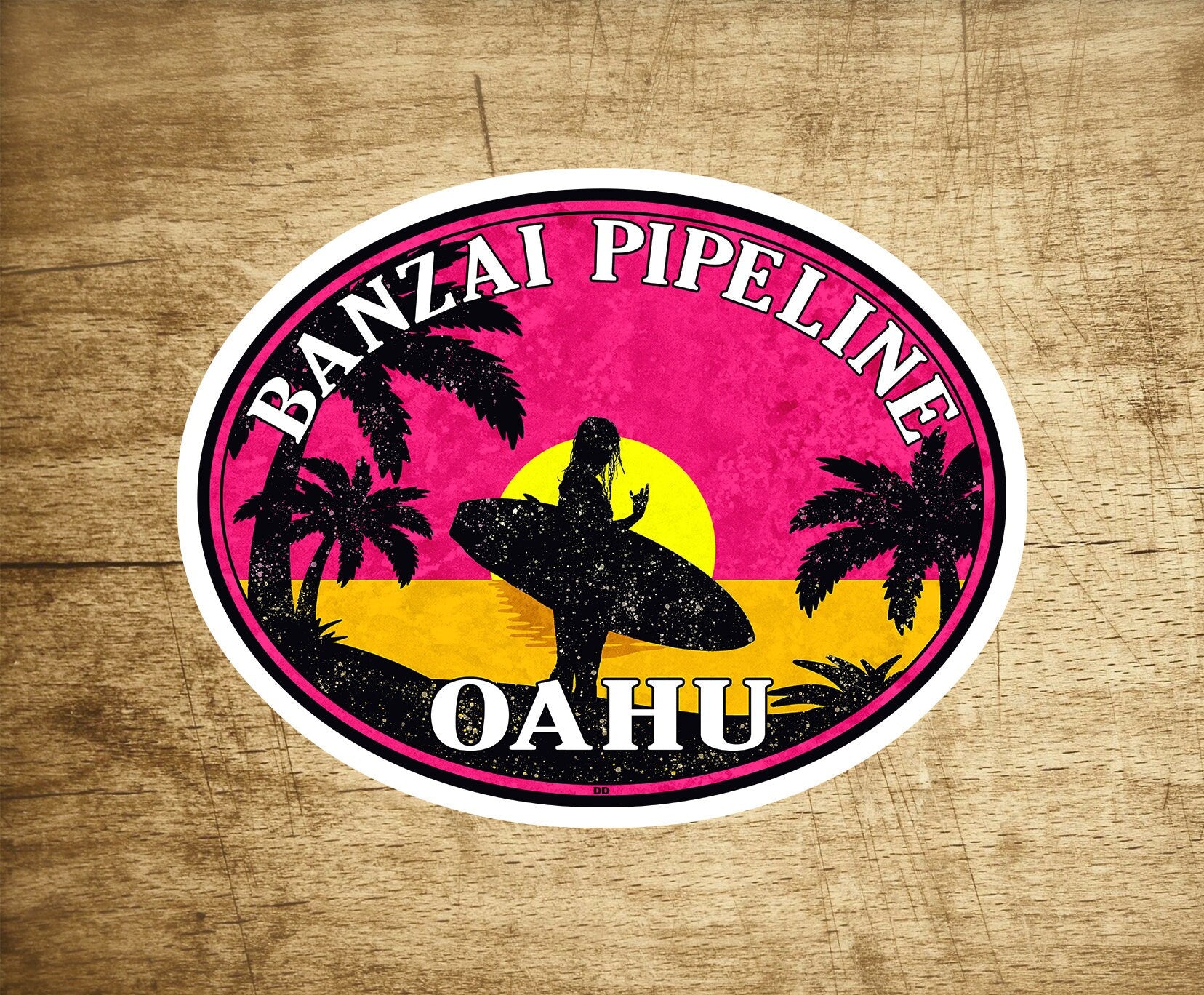 Surfing Banzai Pipeline Oahu DECAL STICKER North Shore Surf 3.6" x 2.75"