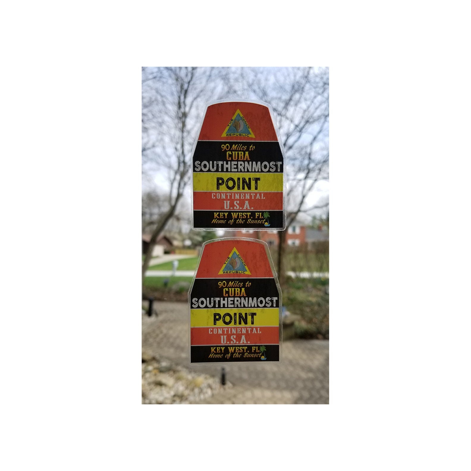 2 Key West Florida Clear Glossy Stickers Cuba Marker Decals 3" X 2.25  Buoy