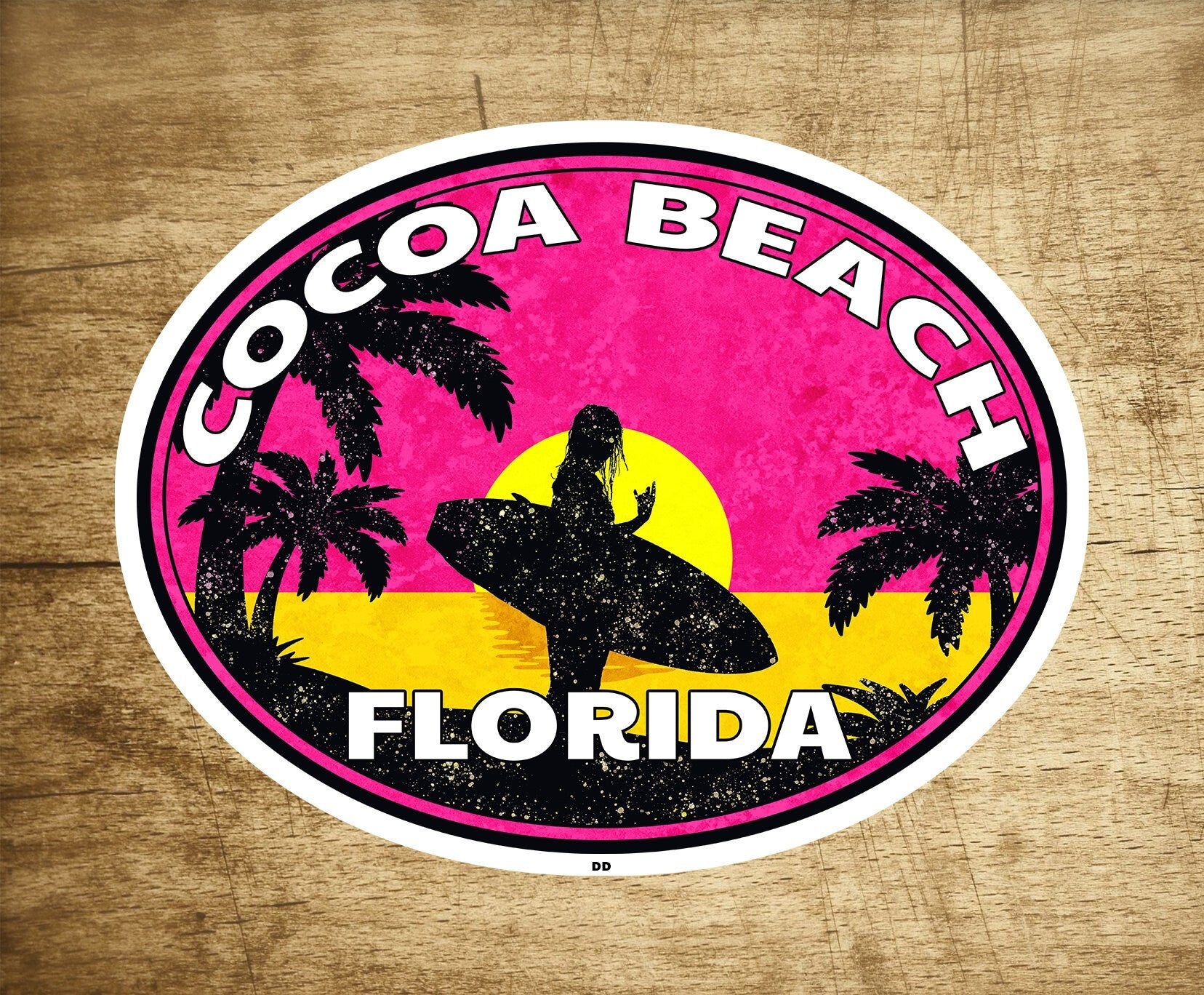 Surfing Cocoa Beach Florida DECAL STICKER Atlantic Ocean Surf 3.6" x 2.75"