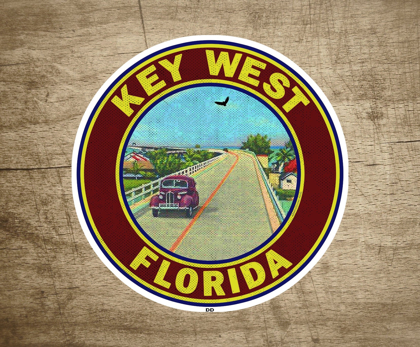 Key West Overseas Highway Sticker Decal 3" x 3" Florida Keys Vintage Style