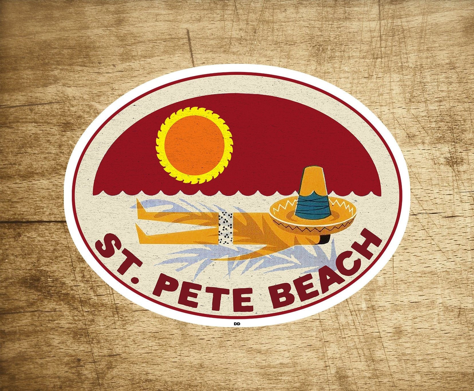 St. Pete Beach Decal Sticker Saint Petersburg Florida 3.75" x 2.75 Vintage