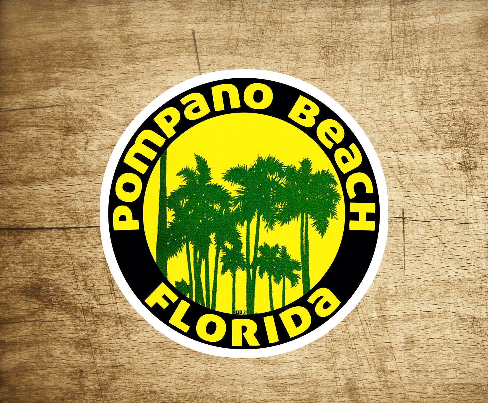 Pompano Beach Florida Decal Sticker 3" Sunset Palm Trees