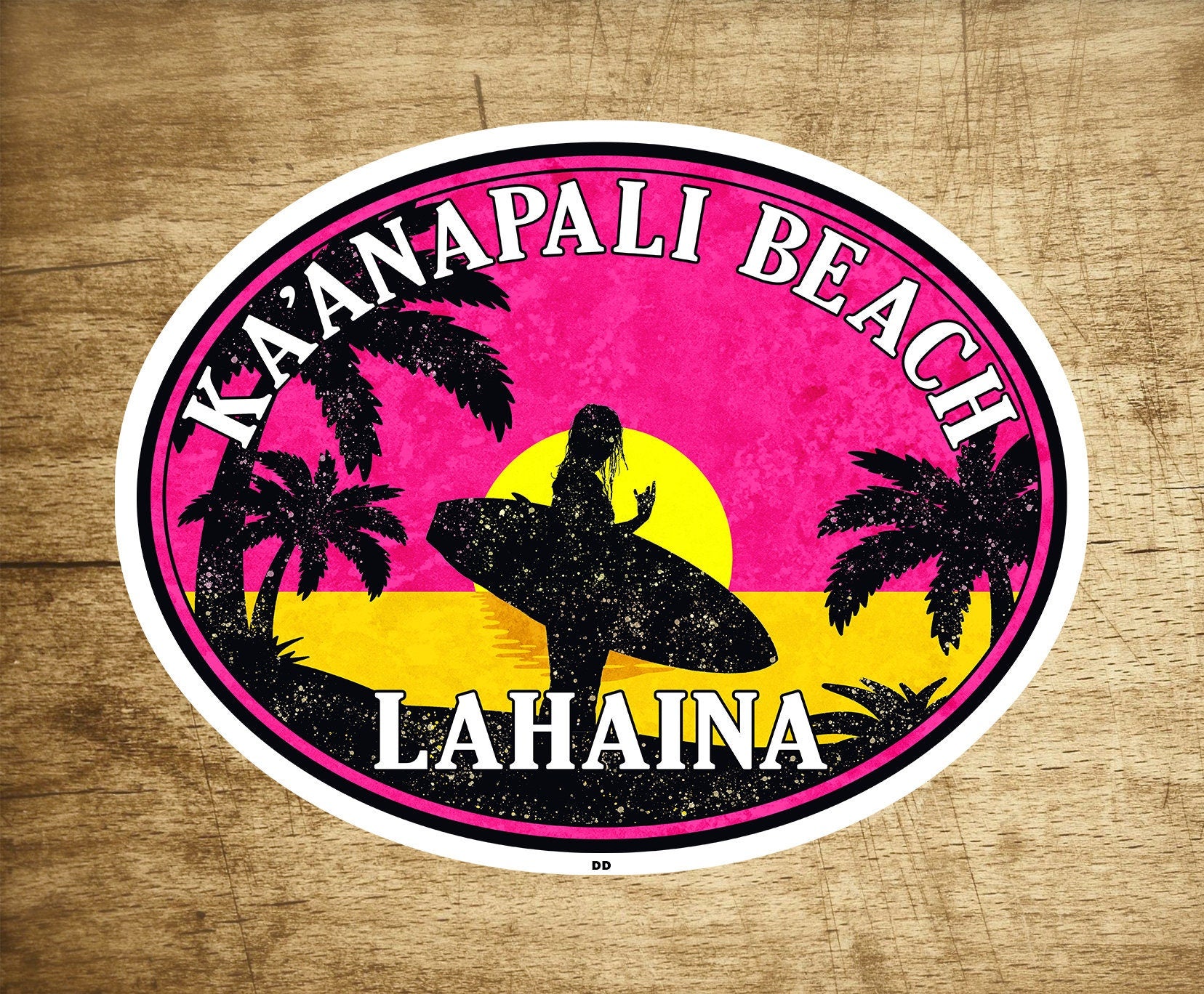 Surfing Ka'anapali Beach Maui DECAL STICKER Lahaina Surf 3.6" x 2.75"