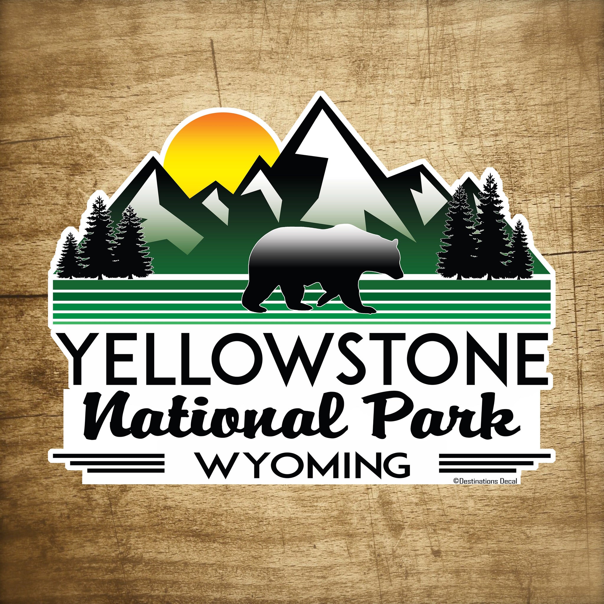 Yellowstone National Park Wyoming Decal Sticker Vinyl Mountains Explore Hiking Camping Hike Camp Climb Bear