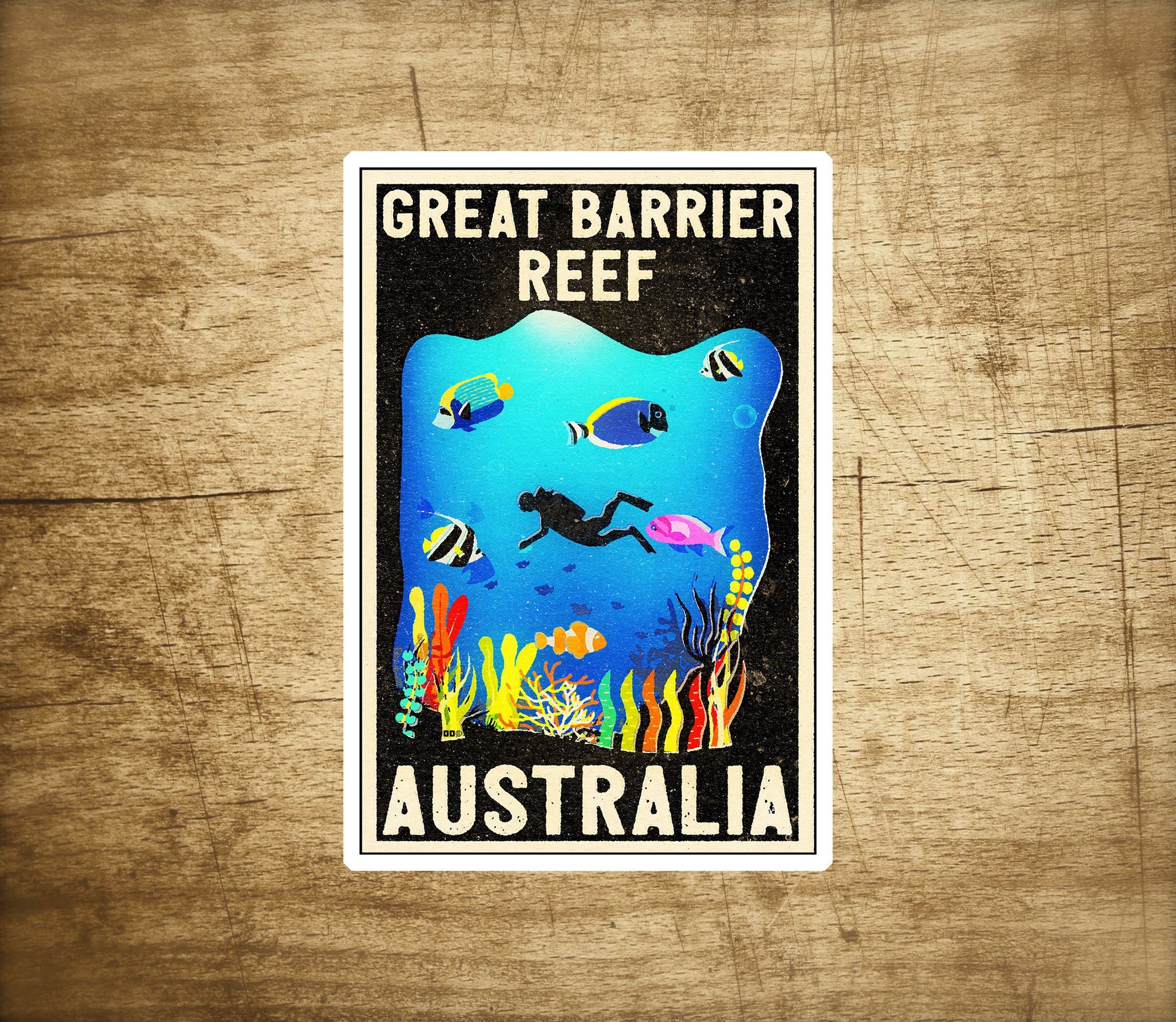 Great Barrier Reef Decal Sticker 3.75" x 2.5" Australia SCUBA Distress NEW