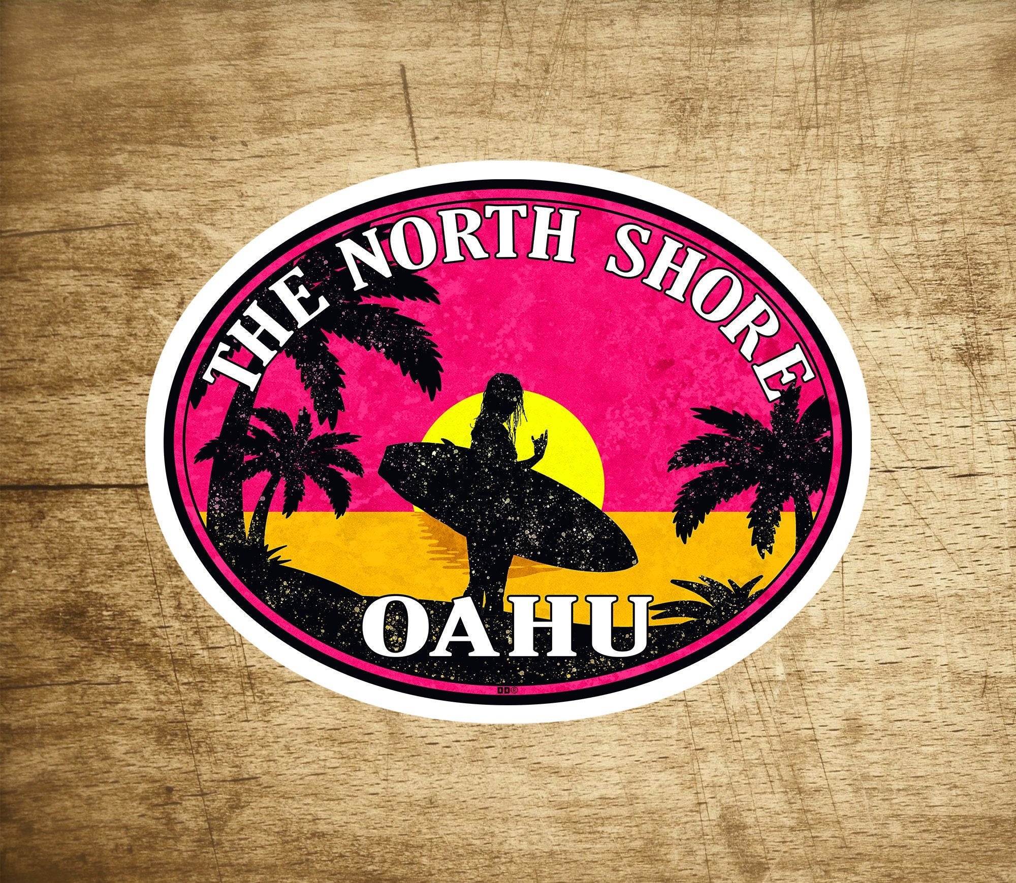 Surf North Shore Hawaii 3 5/8" Sticker Decal Oahu Surfing Laptop Bumper