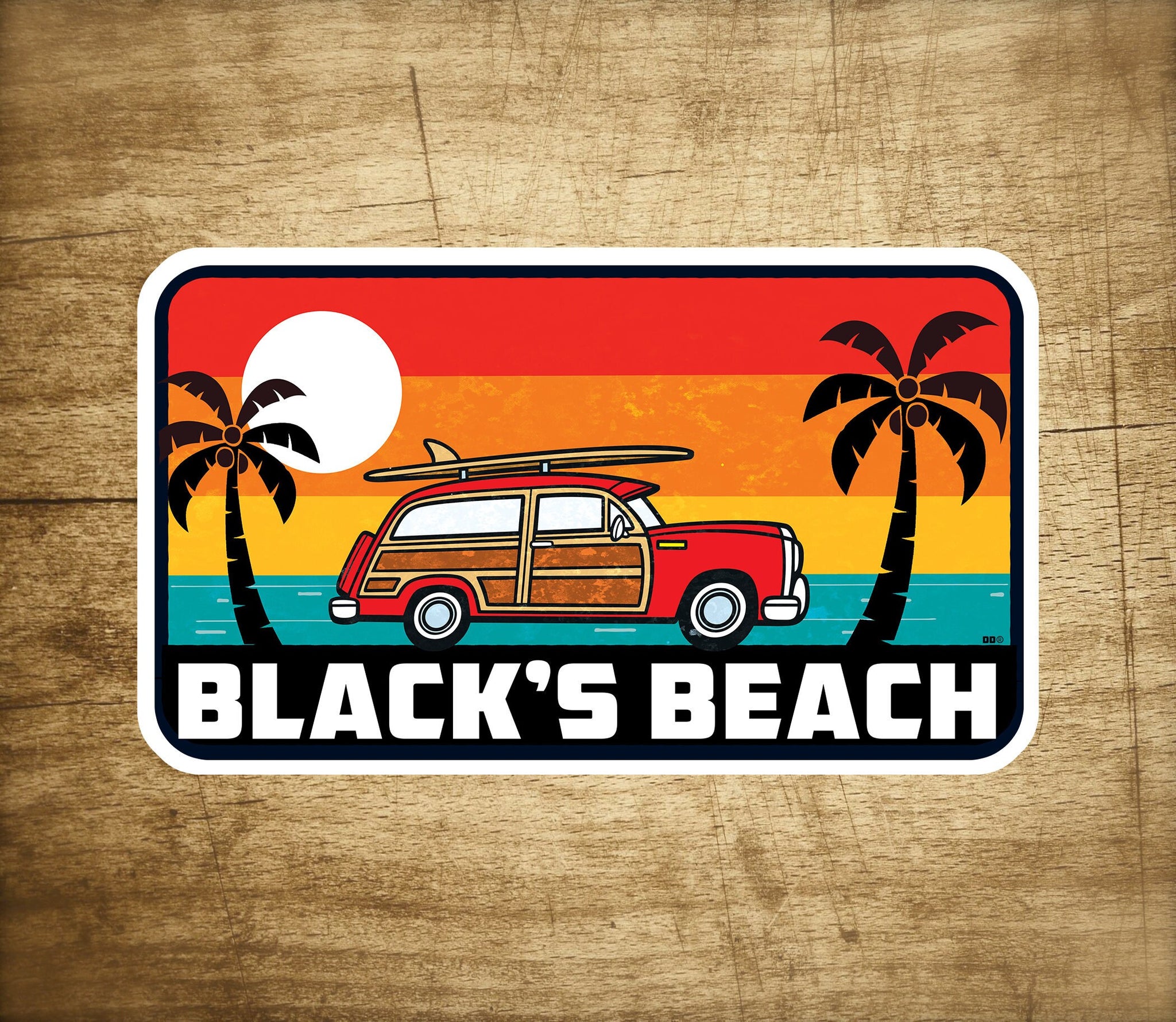 Black's Beach California Decal Sticker 3.75" X 2.25" Surf San Diego Surfing