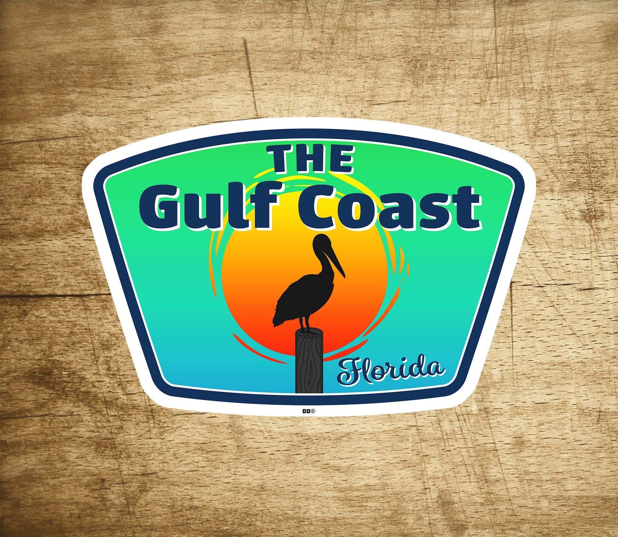 The Gulf Coast Decal Sticker Vinyl 3.75" x 2.5" Pelican Florida