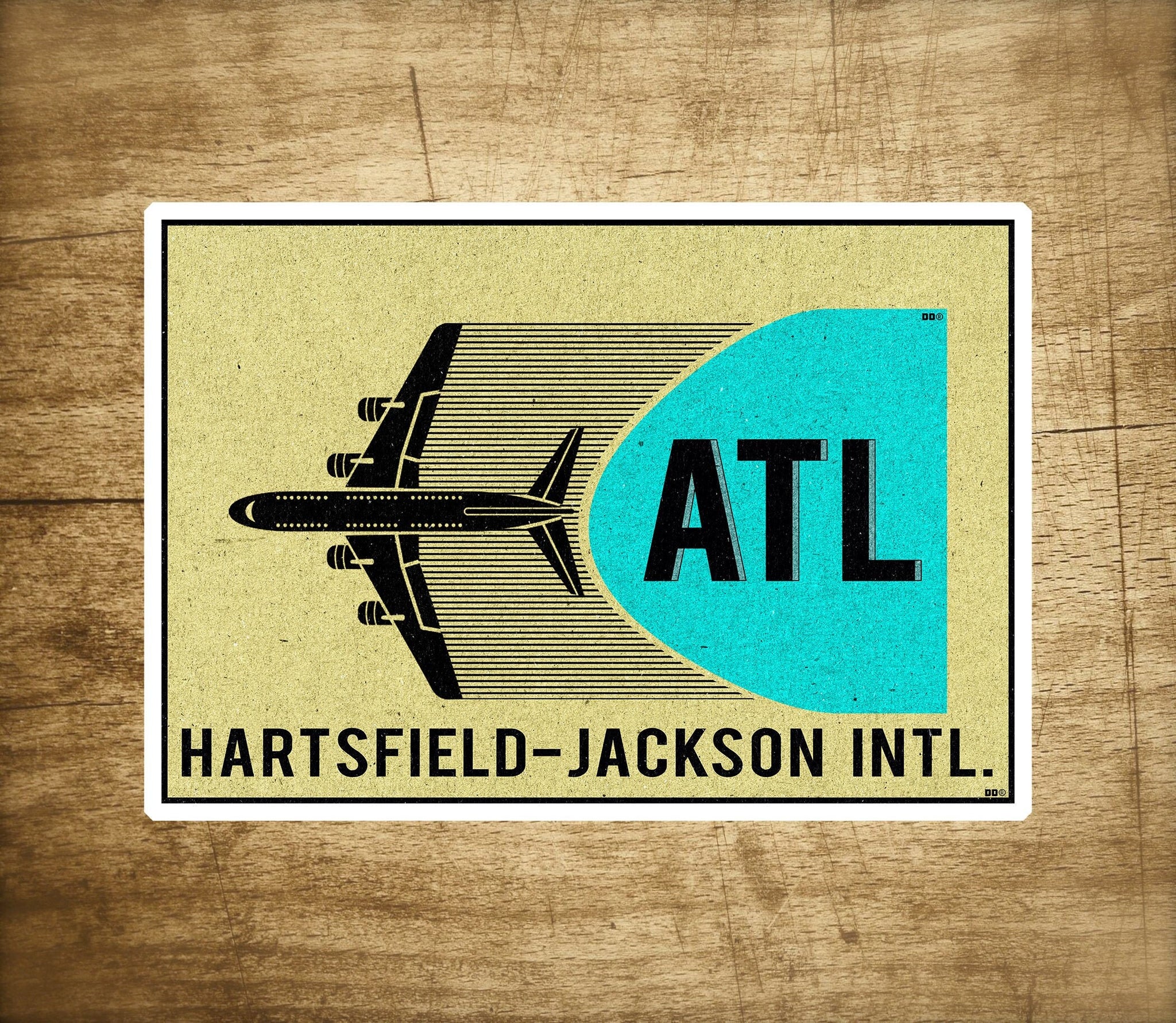 Atlanta Airport ATL 3 3/4" X 2 5/8" Sticker Decal Hartsfield Jackson Georgia Vinyl