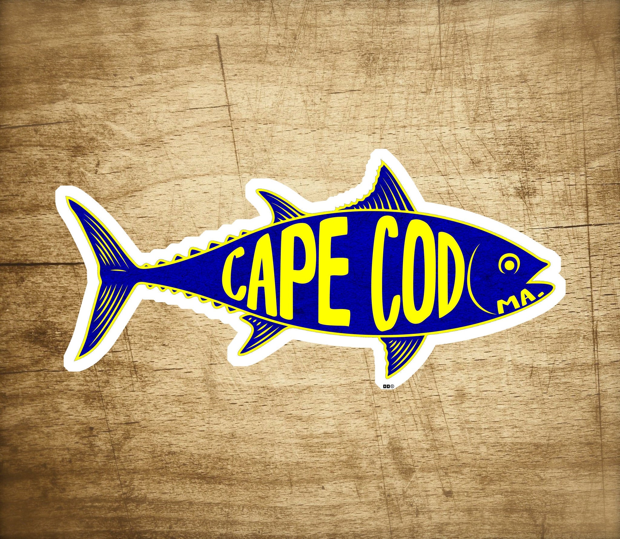 Cape Cod Massachusetts Tuna Fishing Fish Sticker Decal 3.75" x 1.75"