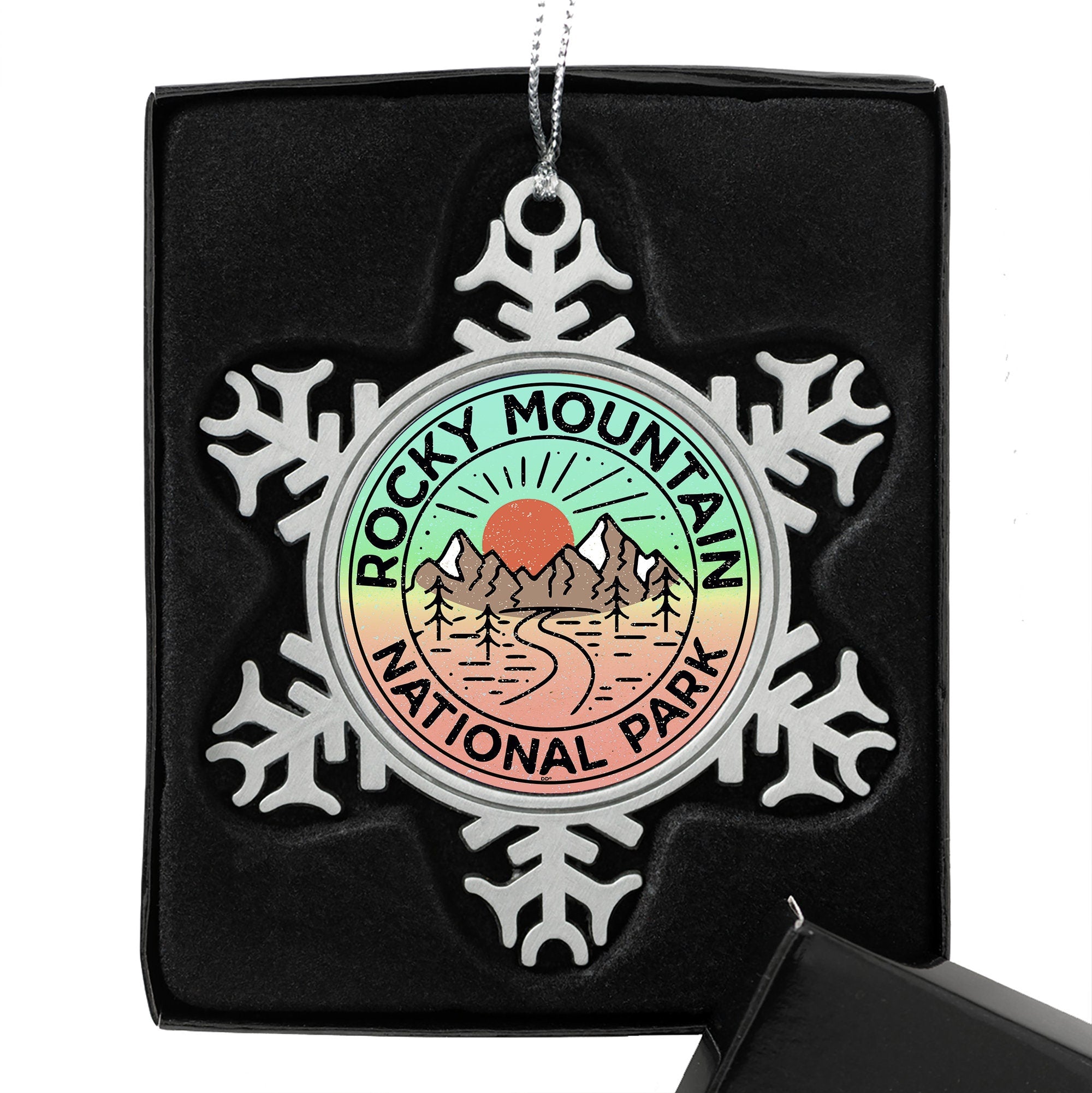 Pewter Finish Christmas Ornament Rocky Mountain National Park 3" Metal Colorado