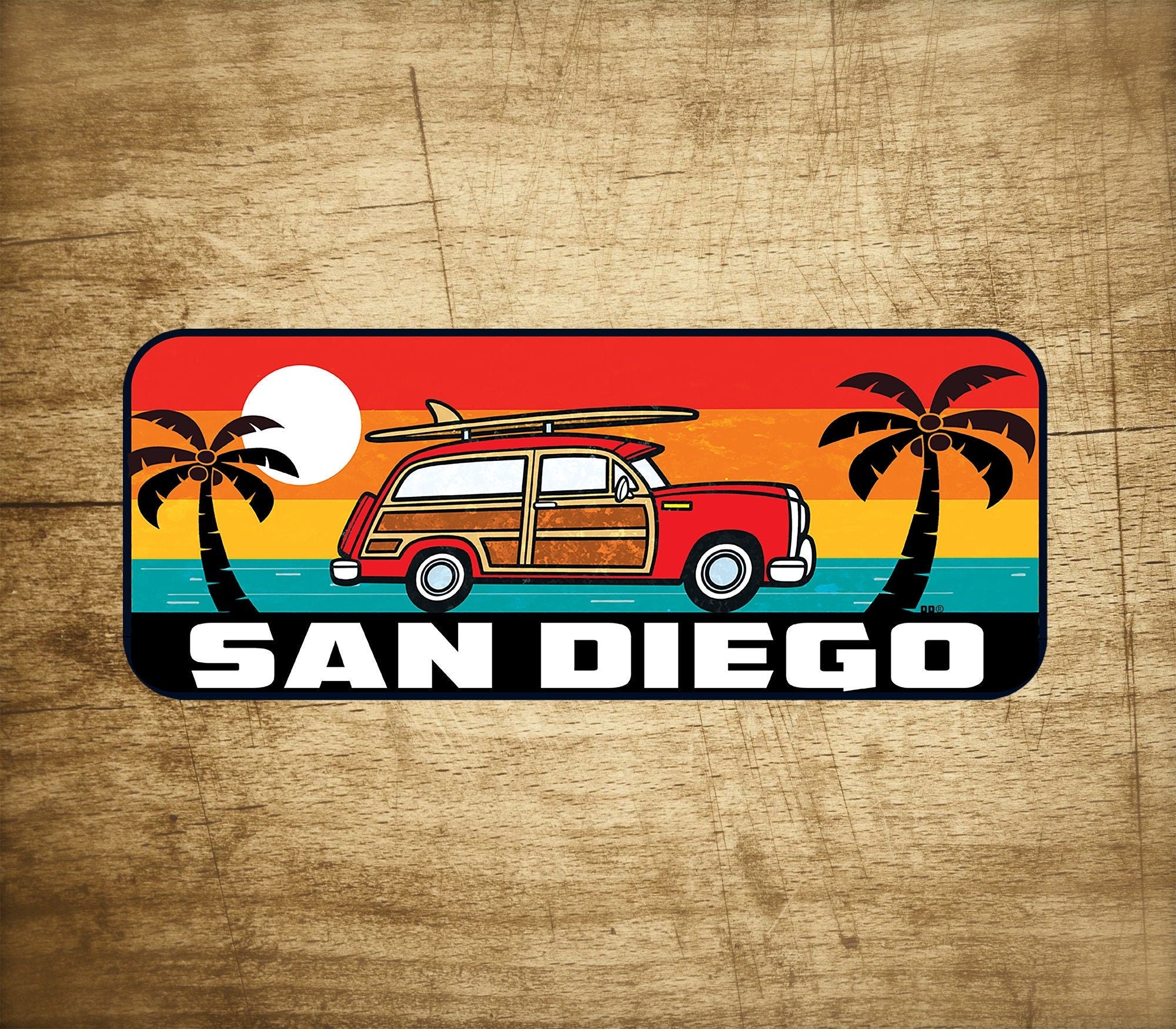 Surf San Diego Sticker Decal 5" x 2" California Woodie Surfing Laptop