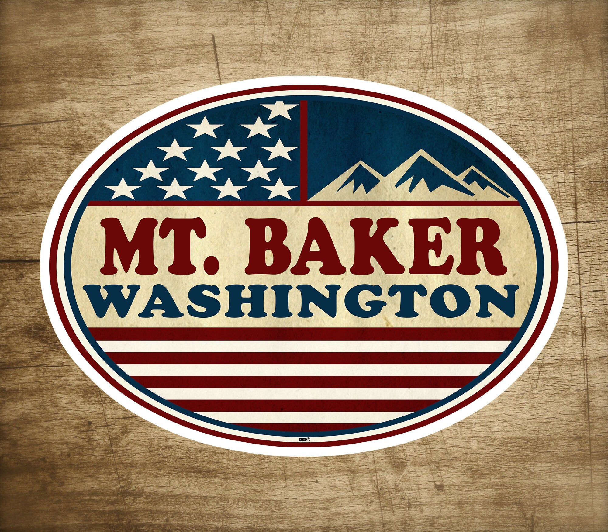 Mount Baker Washington Decal Sticker 3.75" x 2.75" Patriotic Forest Vinyl