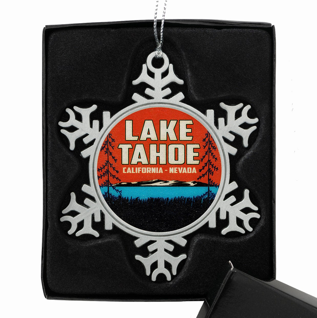 Pewter Finish Christmas Ornament Lake Tahoe Skiing 3" Ski California Nevada