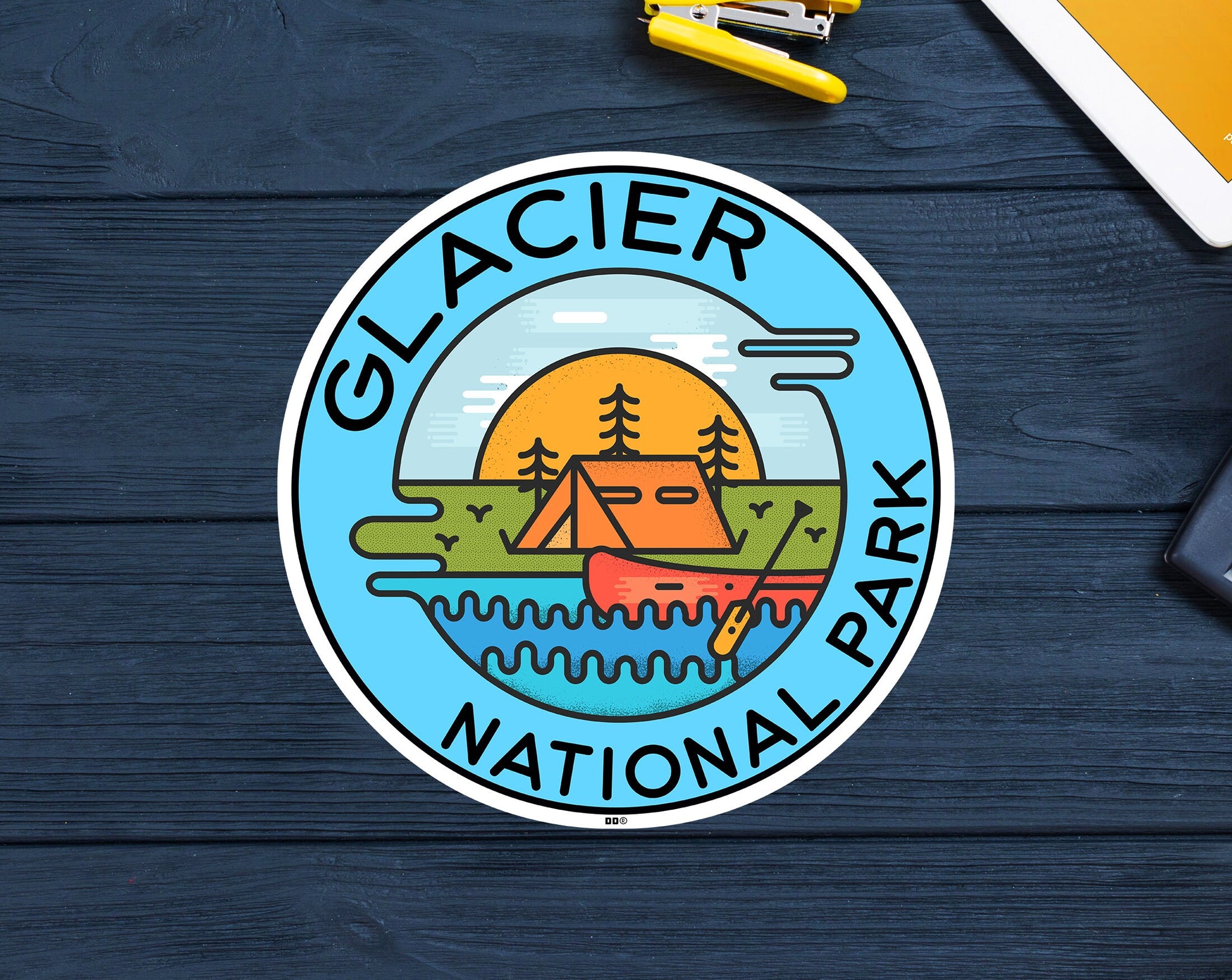 Glacier National Park Decal Sticker Montana 3" Vinyl Camping Canada